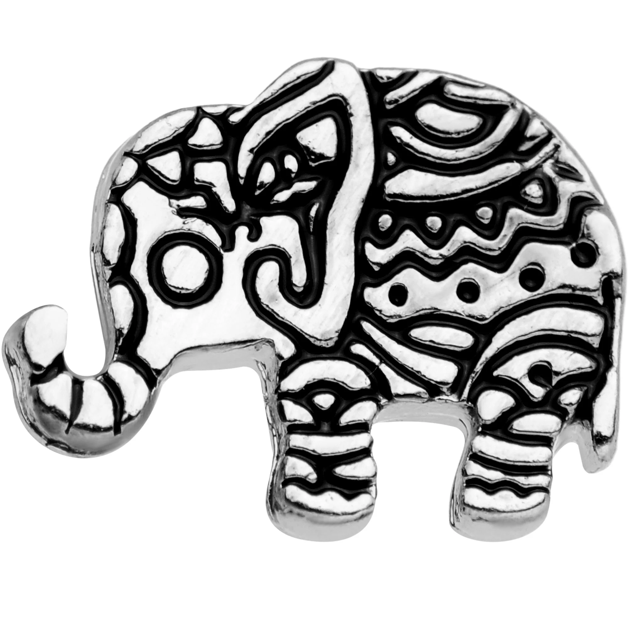 16G 1/4 Silver Tone Boho Elephant Tragus Cartilage Earring - Image 2