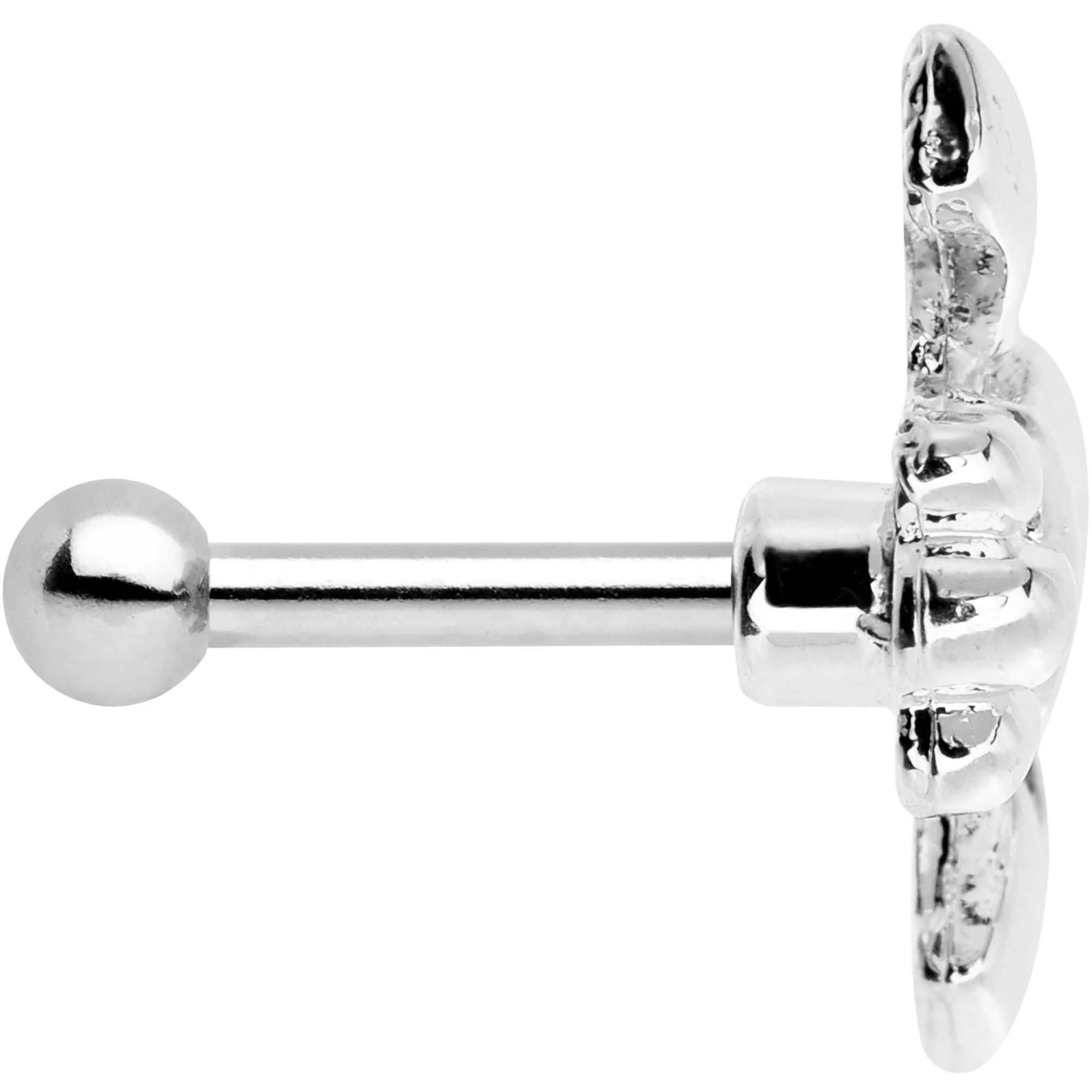 16G 1/4 Silver Tone Sacred Heart Tragus Cartilage Earring - Image 3