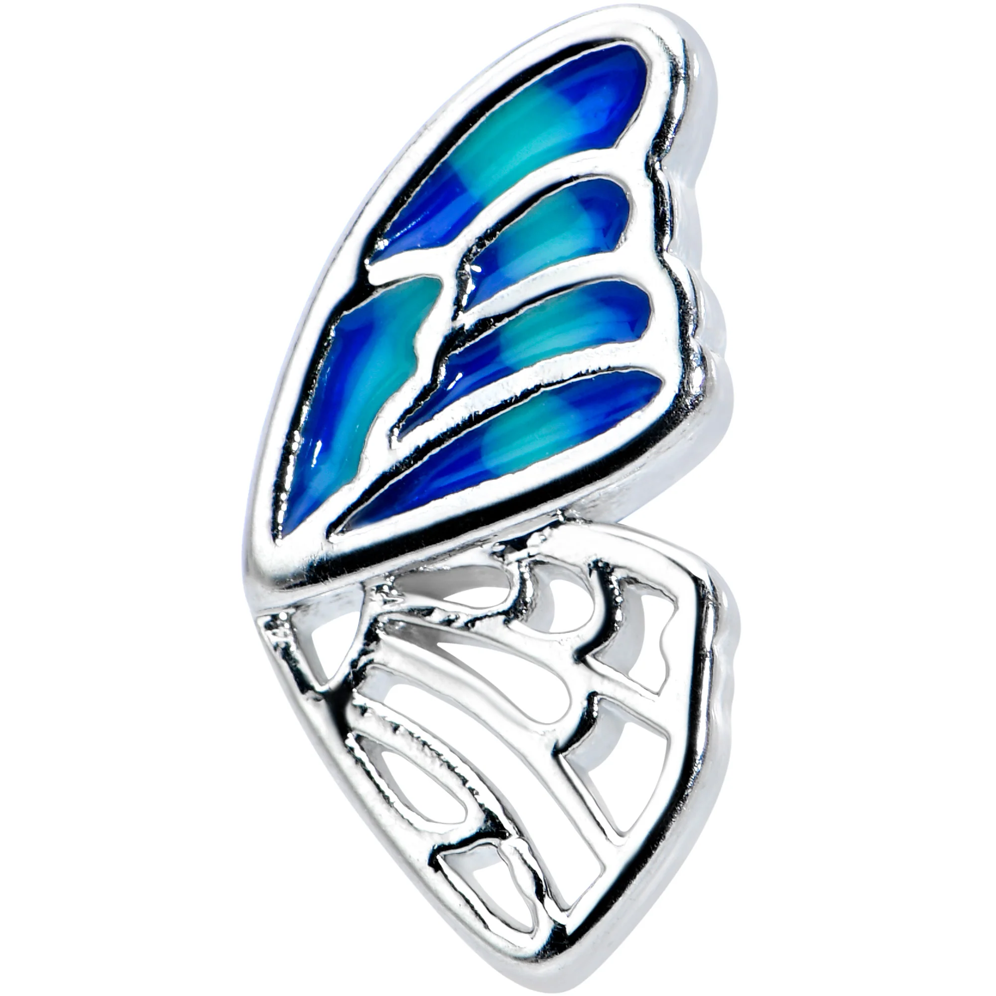 16G 1/4 Simple Blue Butterfly Wing Cartilage Tragus Earring - Image 2
