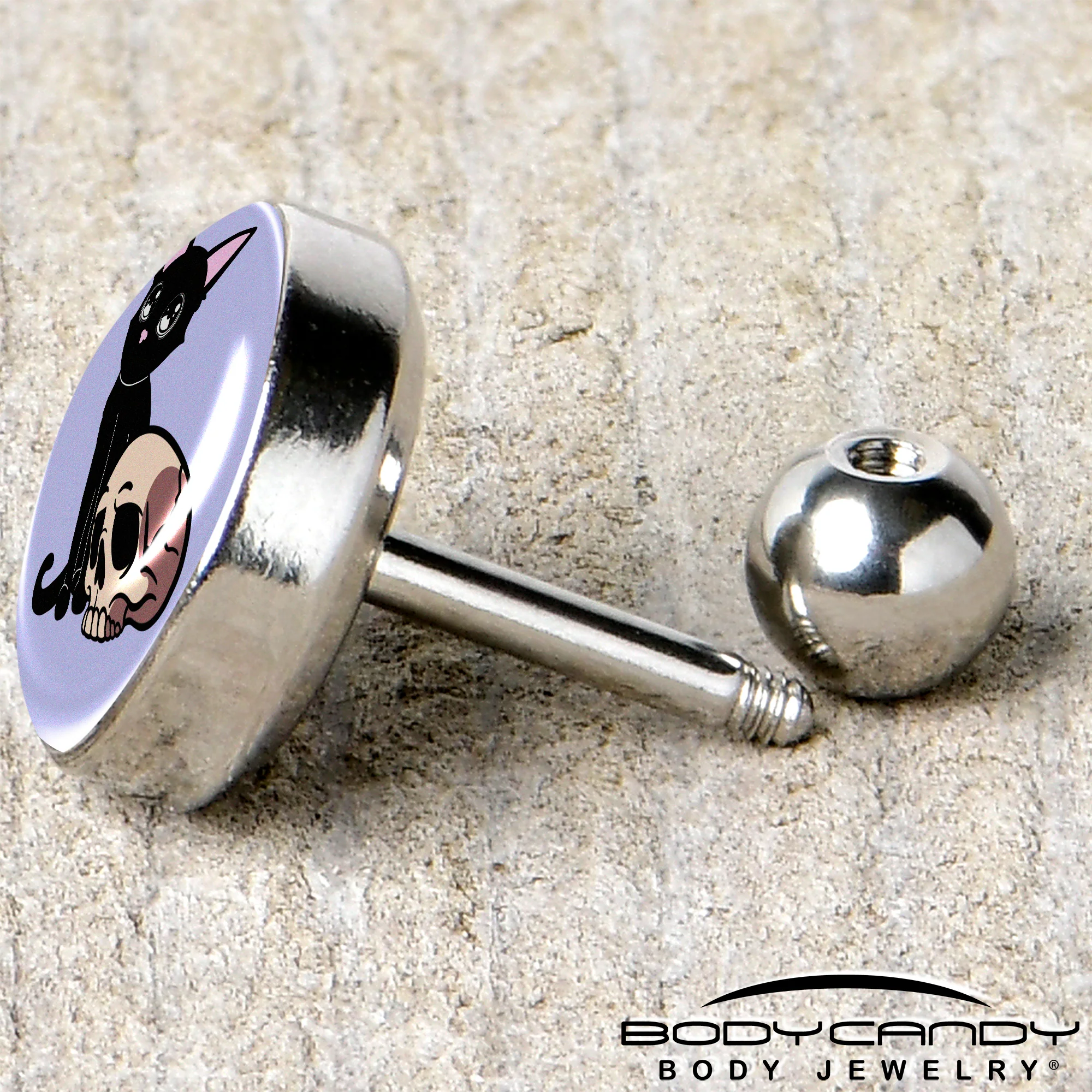 16G 1/4 Skull Cat Tragus Cartilage Earring by Onyx O - Image 5