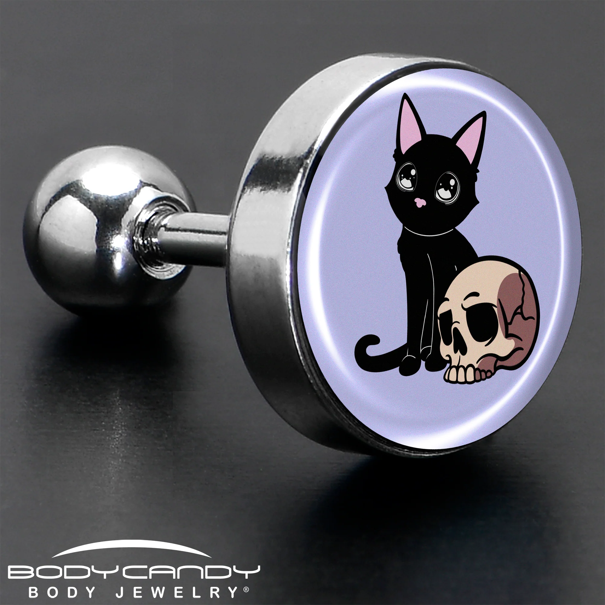 16G 1/4 Skull Cat Tragus Cartilage Earring by Onyx O - Image 7