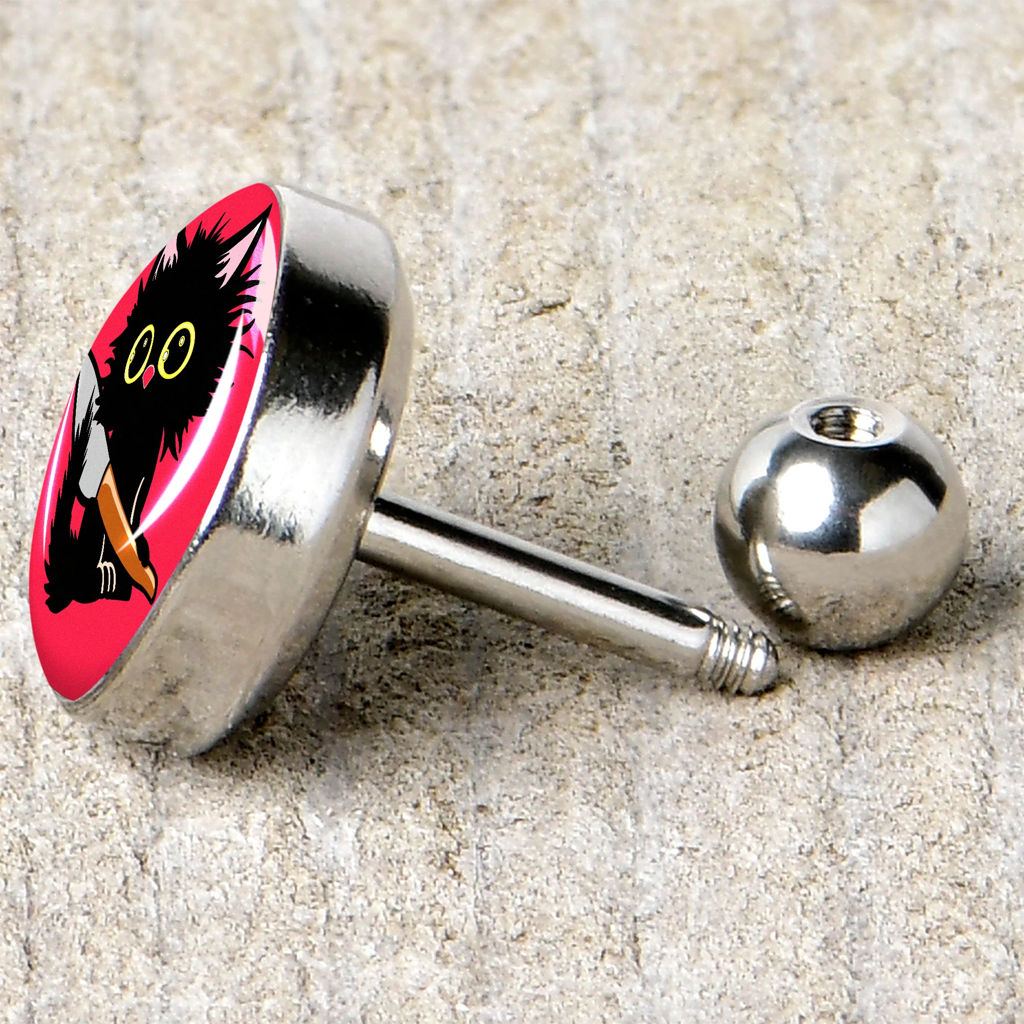 16G 1/4 Stabby Cat Tragus Cartilage Earring by Onyx O - Image 5