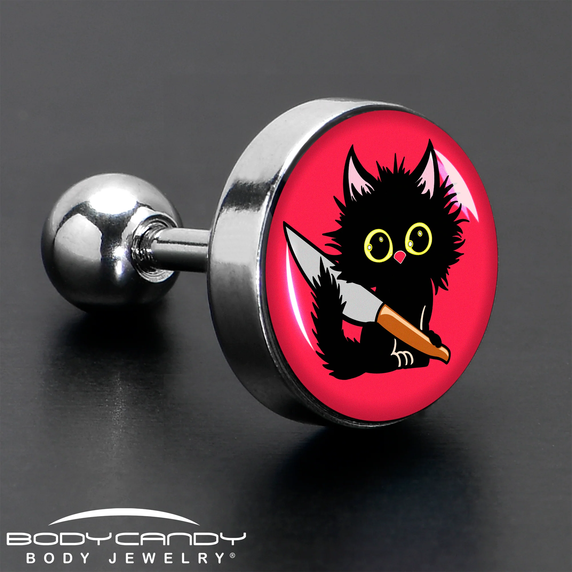16G 1/4 Stabby Cat Tragus Cartilage Earring by Onyx O - Image 7