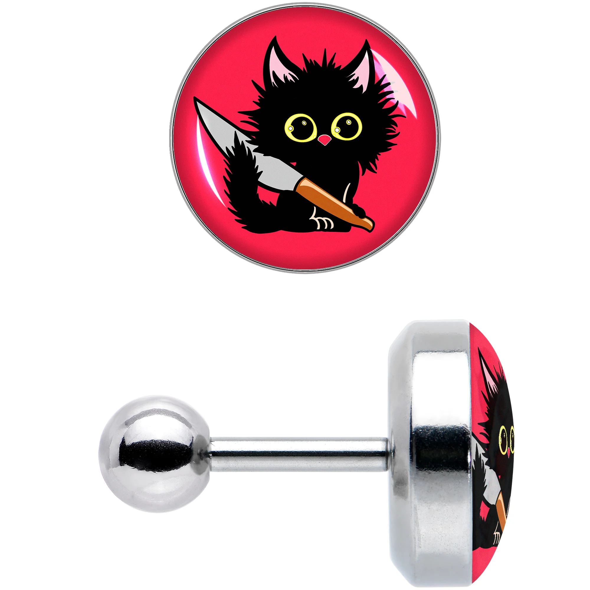 16G 1/4 Stabby Cat Tragus Cartilage Earring by Onyx O - Image 8