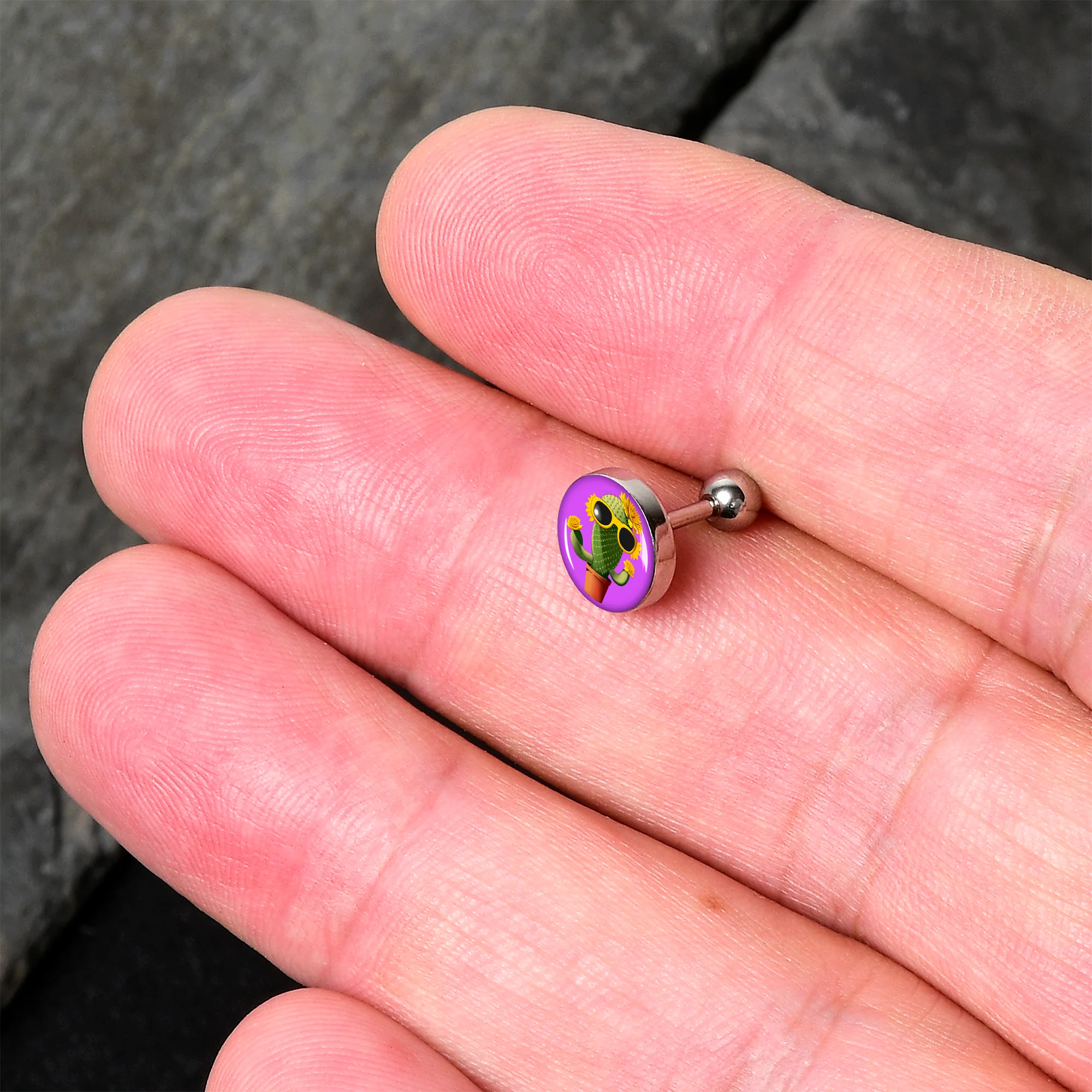 16G 1/4 Sunflower Cactus Cartilage Tragus Earring by Onyx O - Image 2