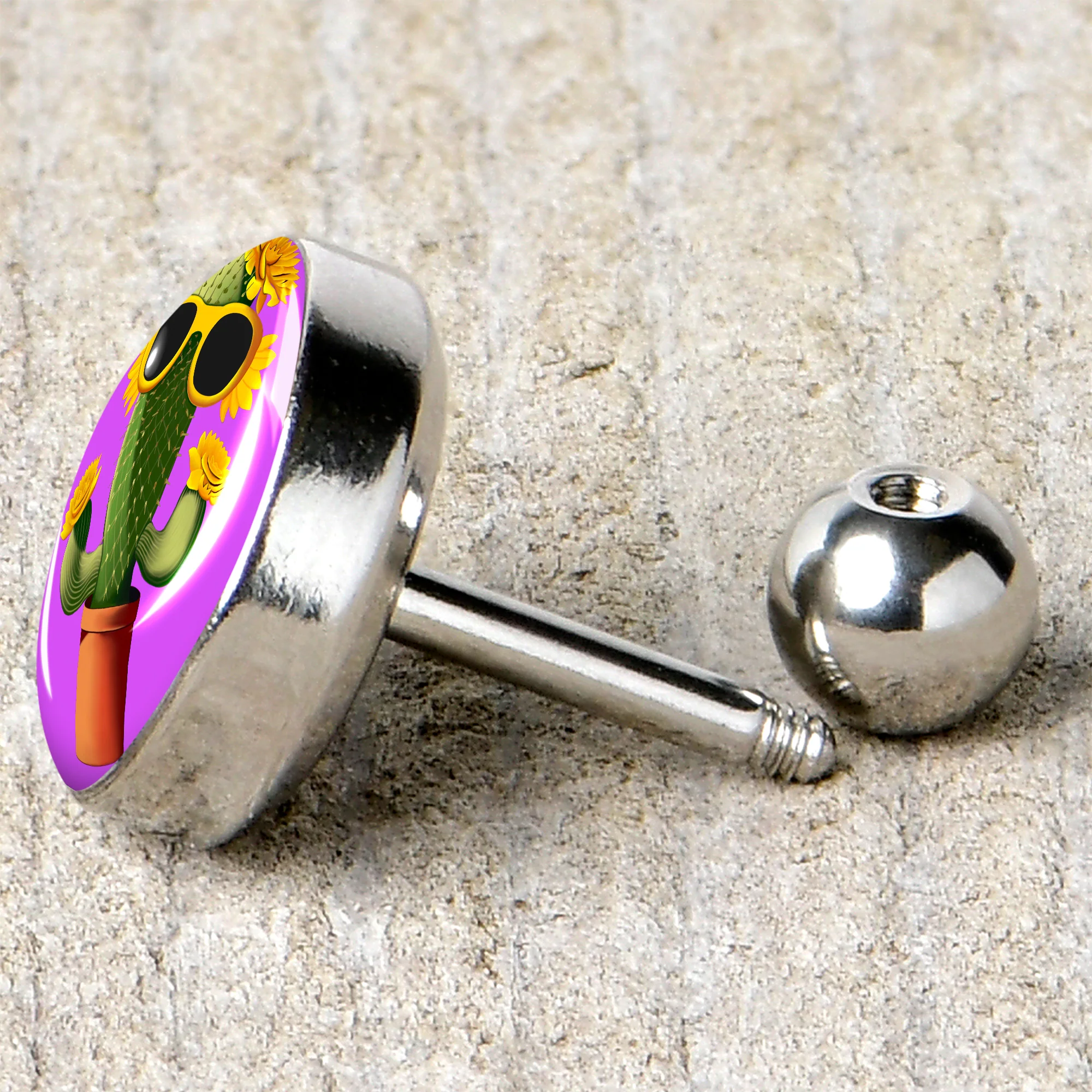 16G 1/4 Sunflower Cactus Cartilage Tragus Earring by Onyx O - Image 5