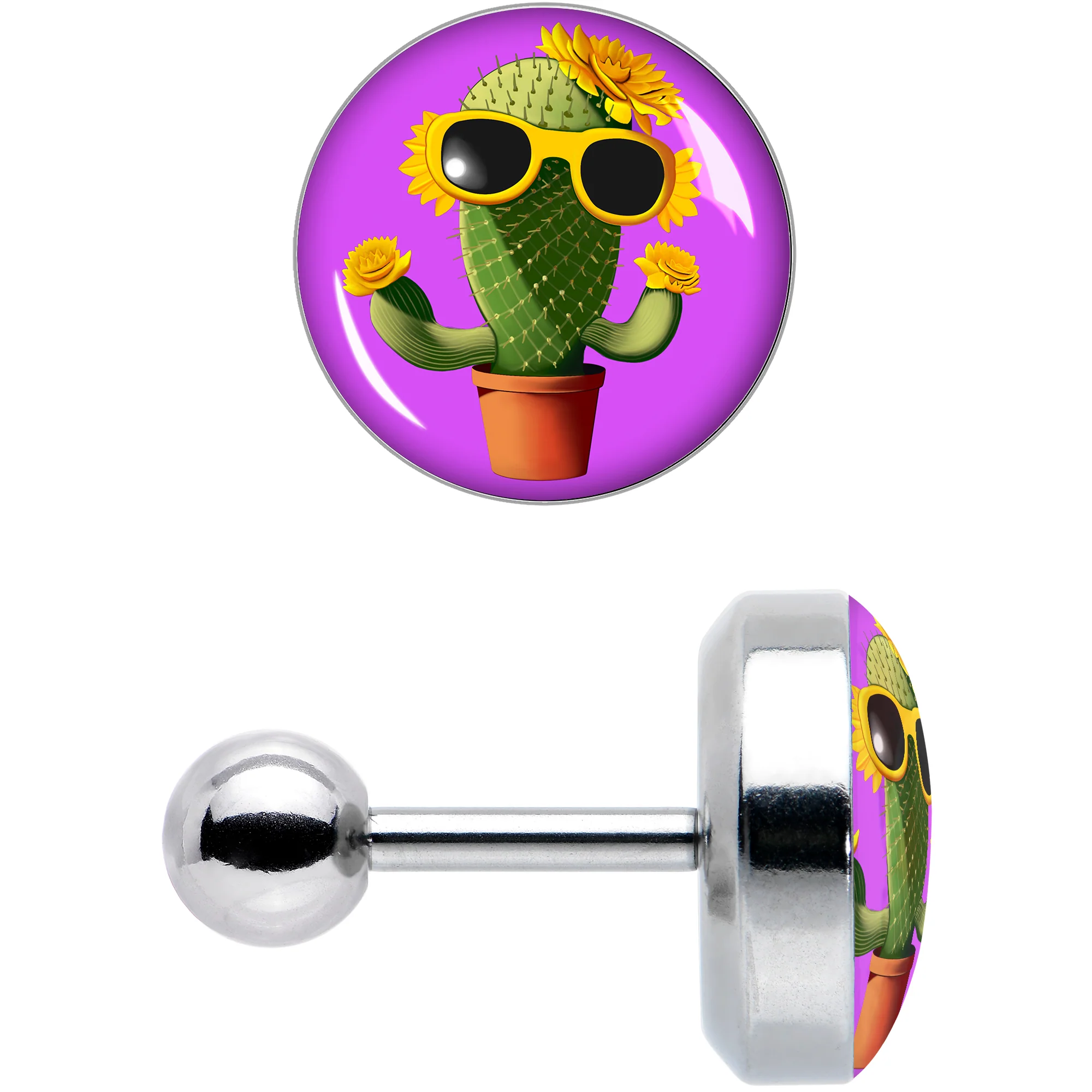 16G 1/4 Sunflower Cactus Cartilage Tragus Earring by Onyx O - Image 8