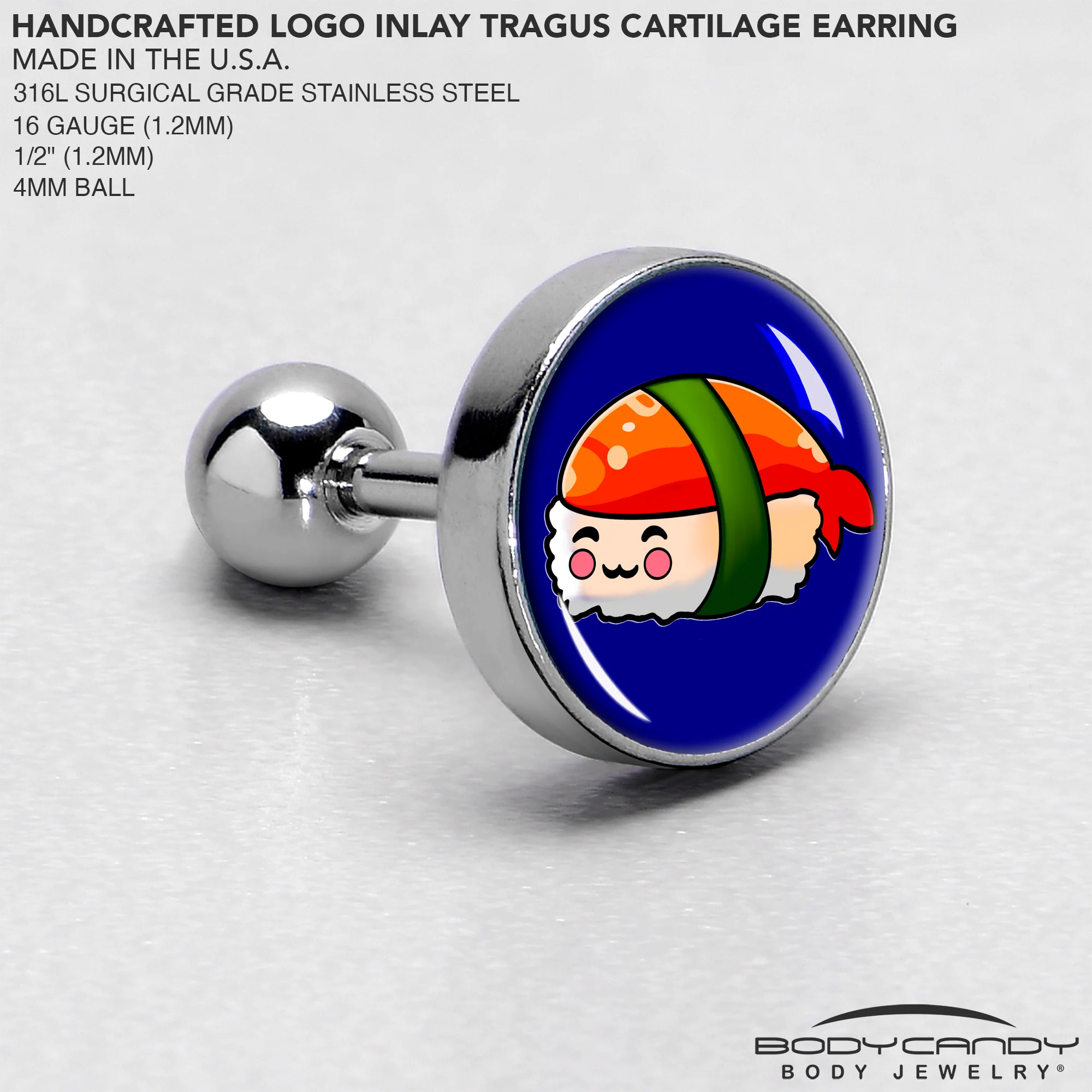16G 1/4 Sushi Cartilage Tragus Earring by Onyx O - Image 4