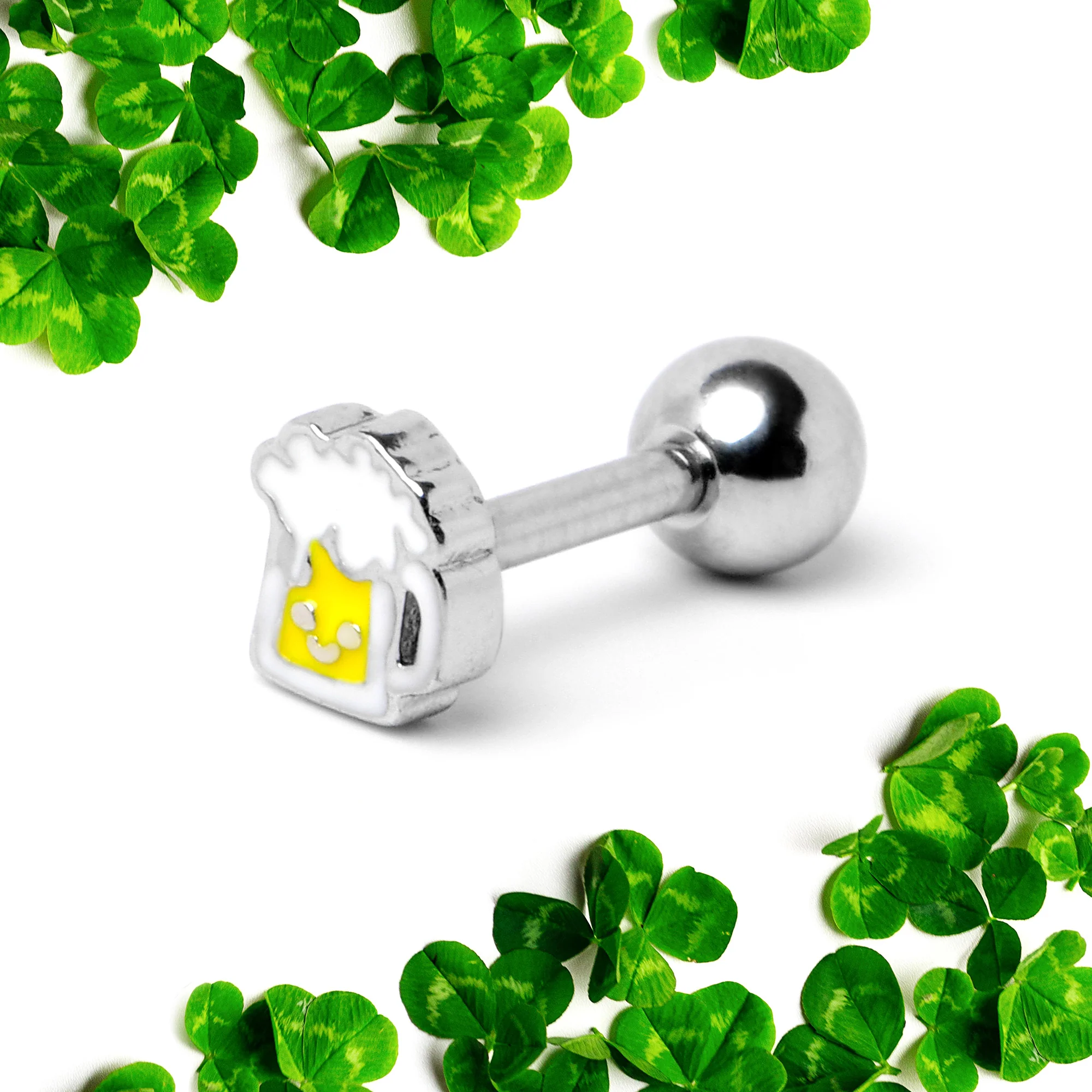 16G 1/4 Sweet Happy Beer St Patricks Cartilage Tragus Earring - Image 5