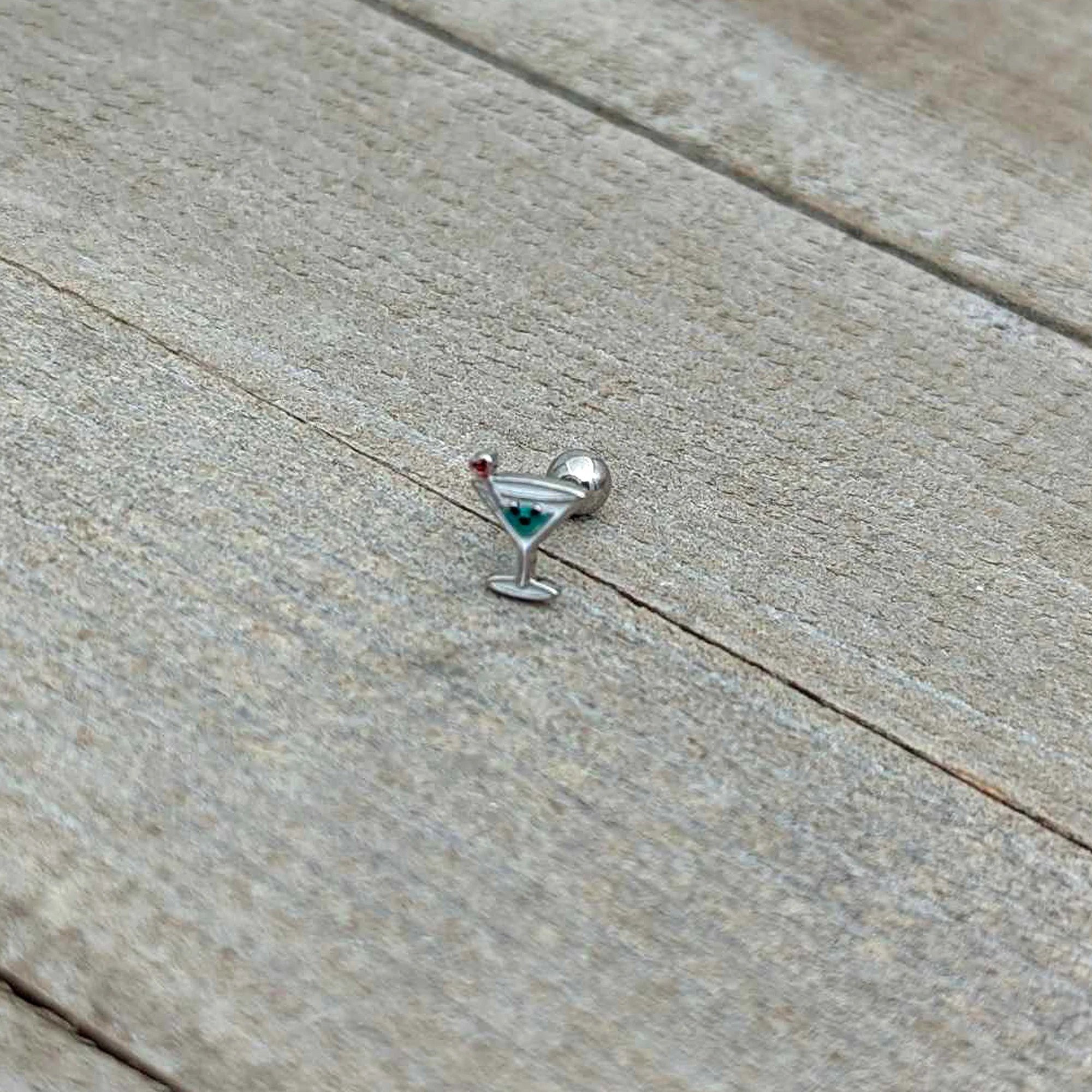 16G 1/4 Sweet Martini Glass Heart Cartilage Tragus Earring - Image 7