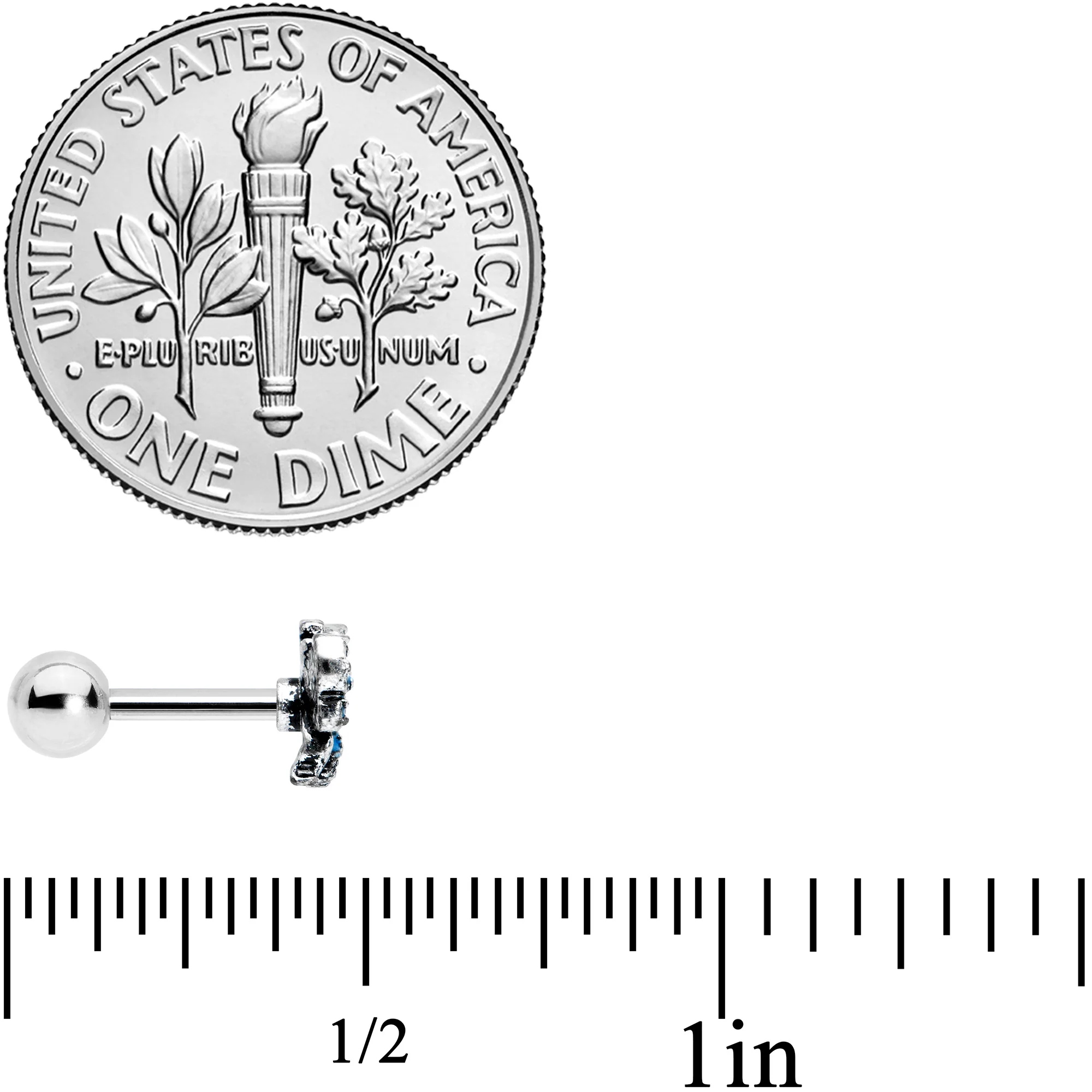 16G 1/4 Textured Blue Butterfly Cartilage Tragus Earring - Image 4