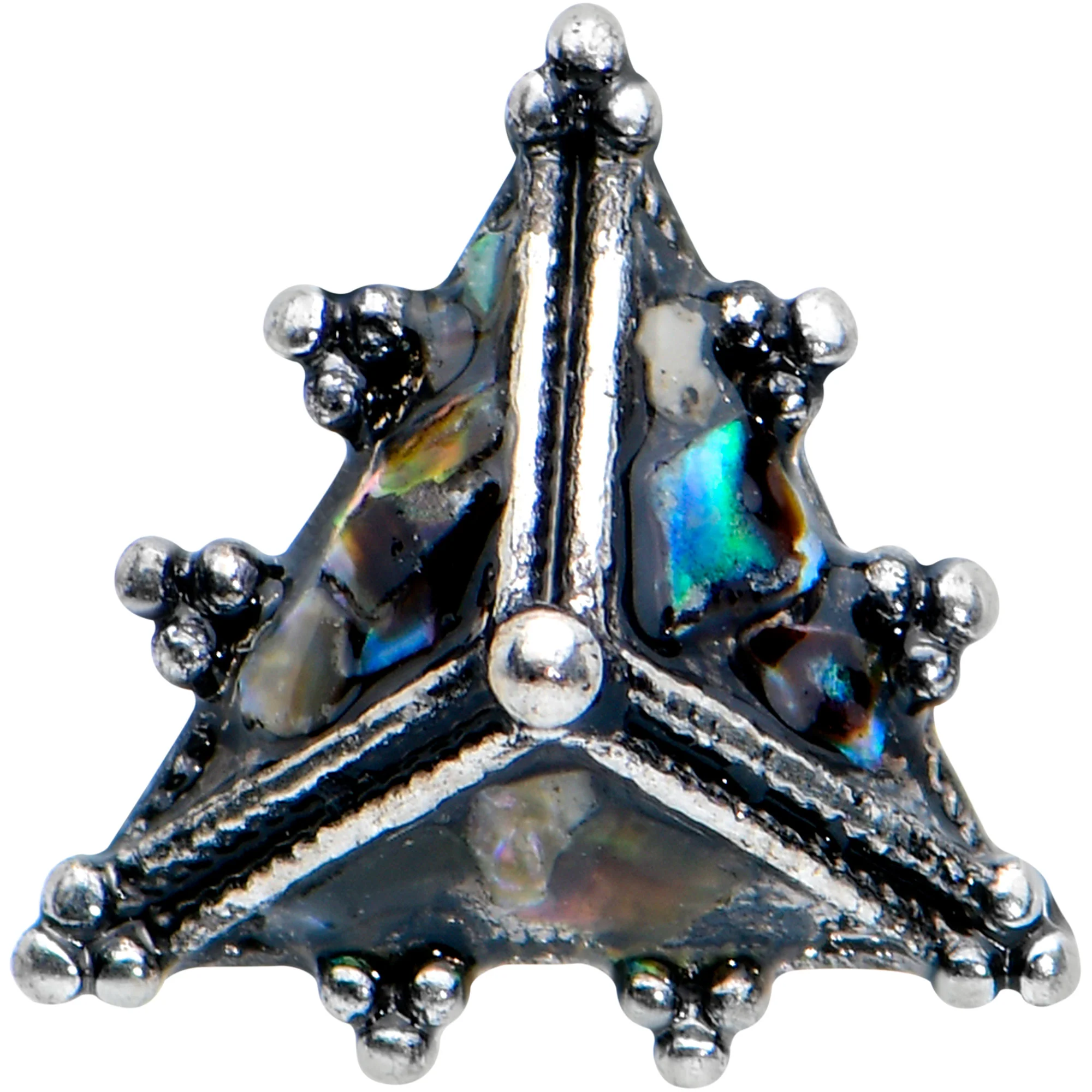 16G 1/4 Textured Rococo Pyramid Labret Monroe Tragus - Image 2