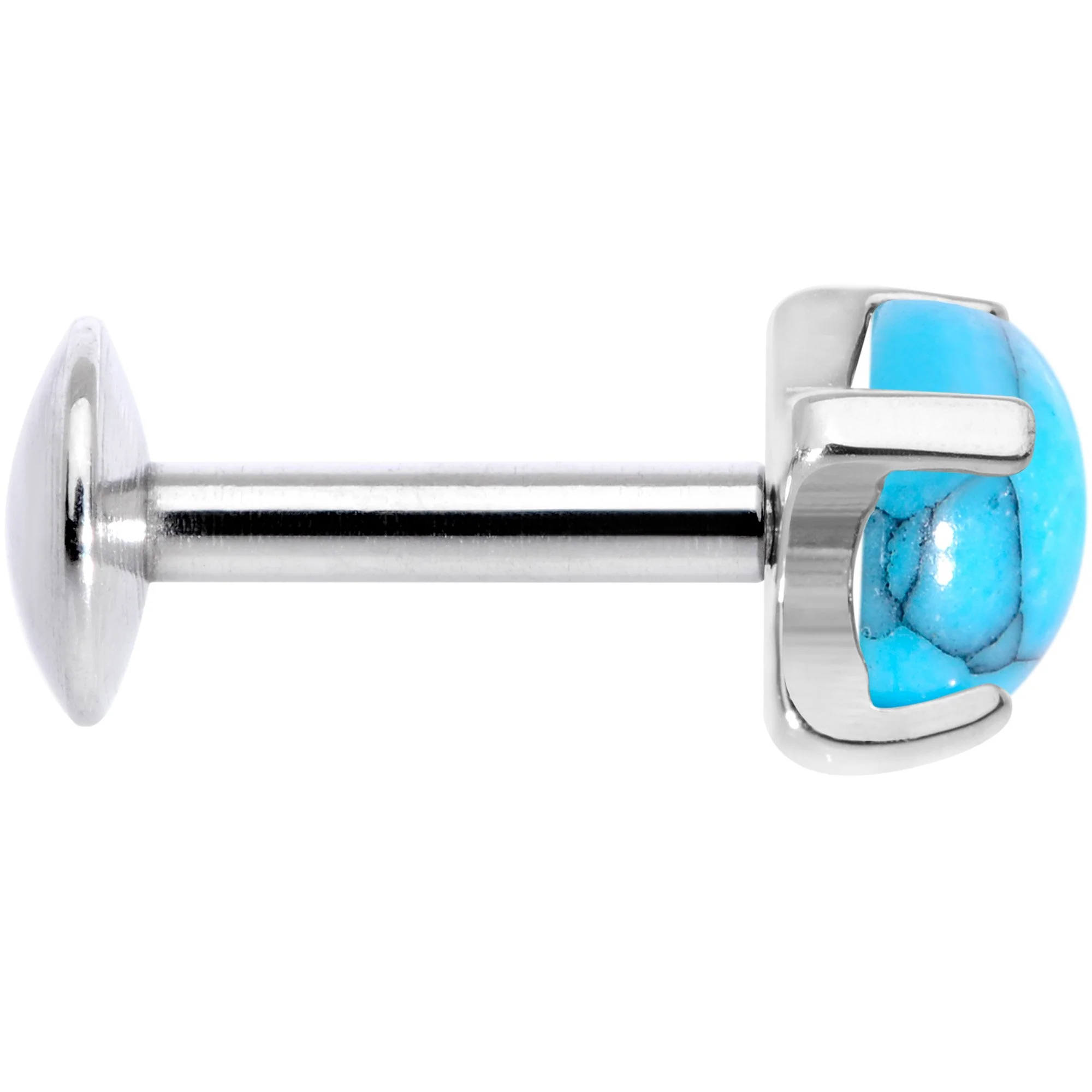 16G 1/4 Turquoise Internally Threaded Labret Monroe Tragus - Image 3