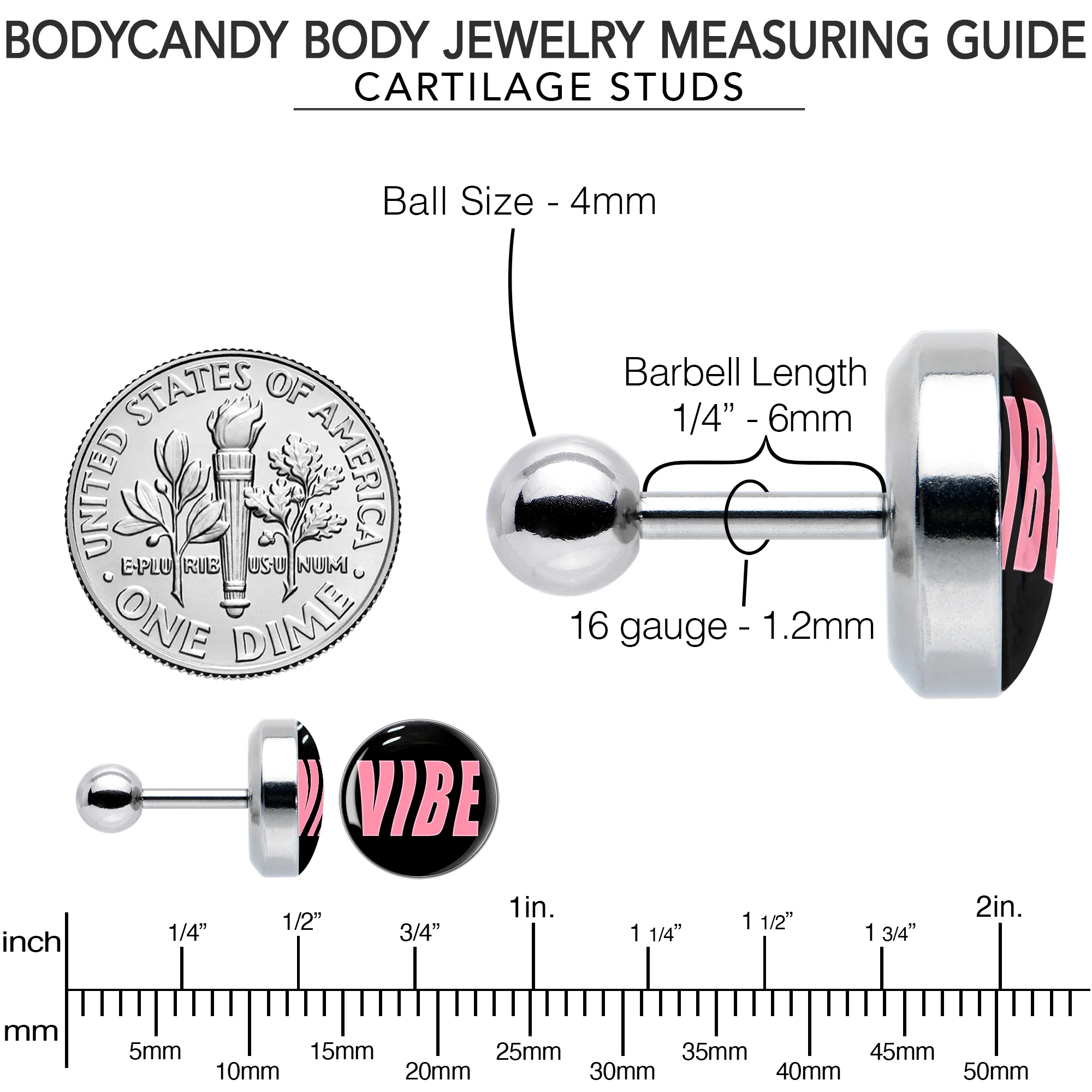 16G 1/4 Vibe Cartilage Tragus Earring by Onyx O - Image 8