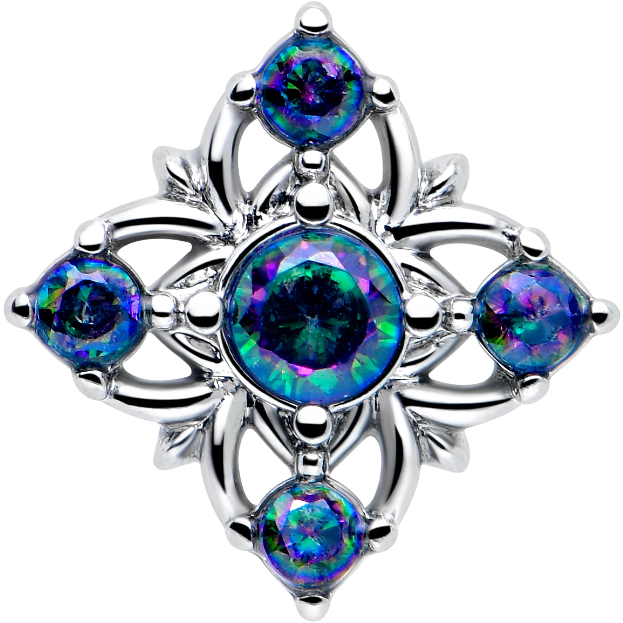 16G 1/4 Vitrail CZ Gem Beauty Cross Cartilage Tragus Earring - Image 3