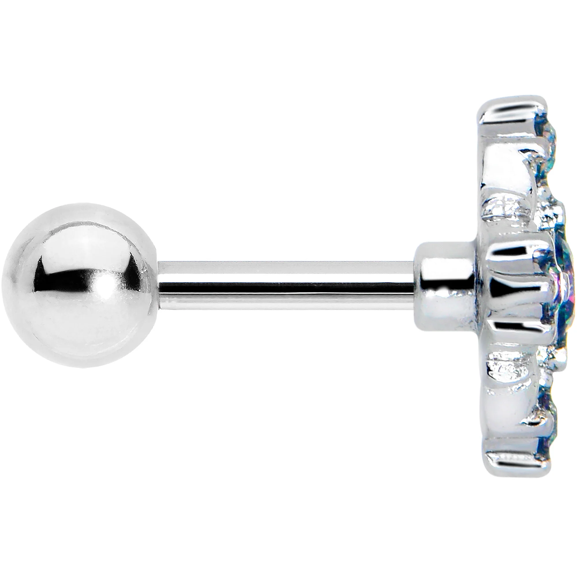 16G 1/4 Vitrail CZ Gem Beauty Cross Cartilage Tragus Earring - Image 4