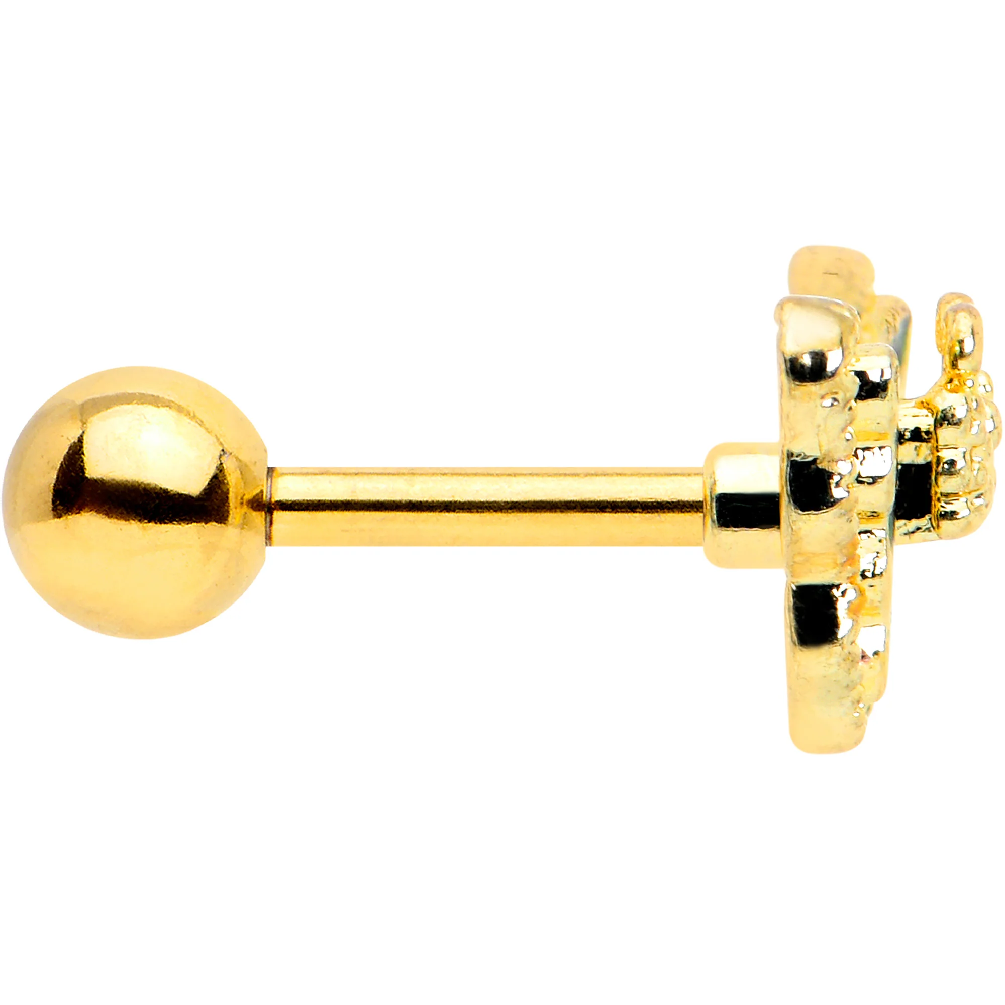16G 1/4 Vitrail Gem Gold Tone Classic Butterfly Cartilage Earring - Image 3