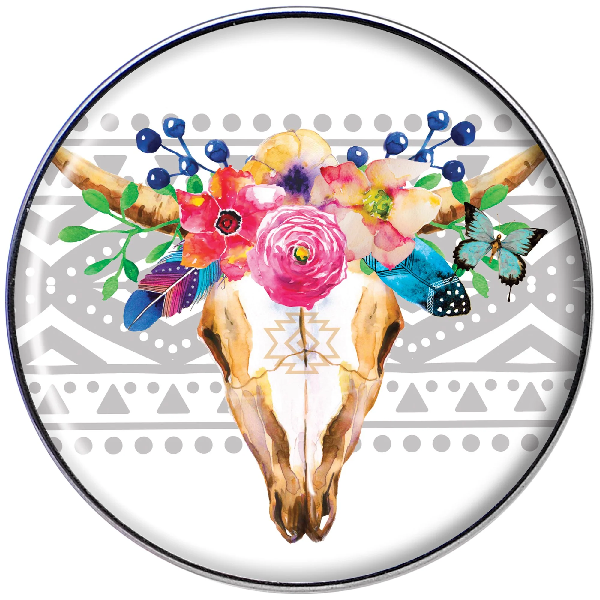 16G 1/4 Watercolor Flower Animal Skull Tragus Cartilage Earring - Image 2