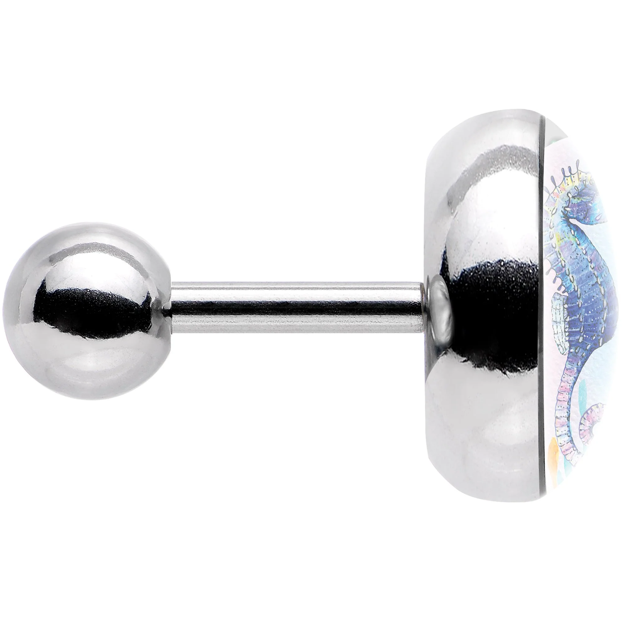16G 1/4 Watercolor Seahorse Tragus Cartilage Earring - Image 3