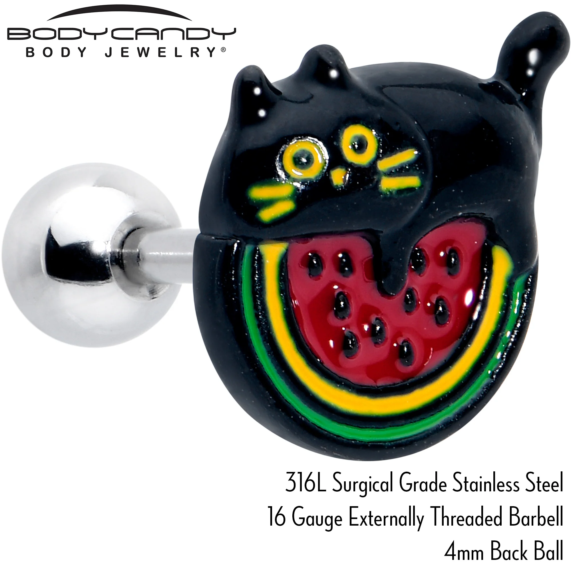 16G 1/4 Watermelon Cat Love Cartilage Tragus Earring - Image 4