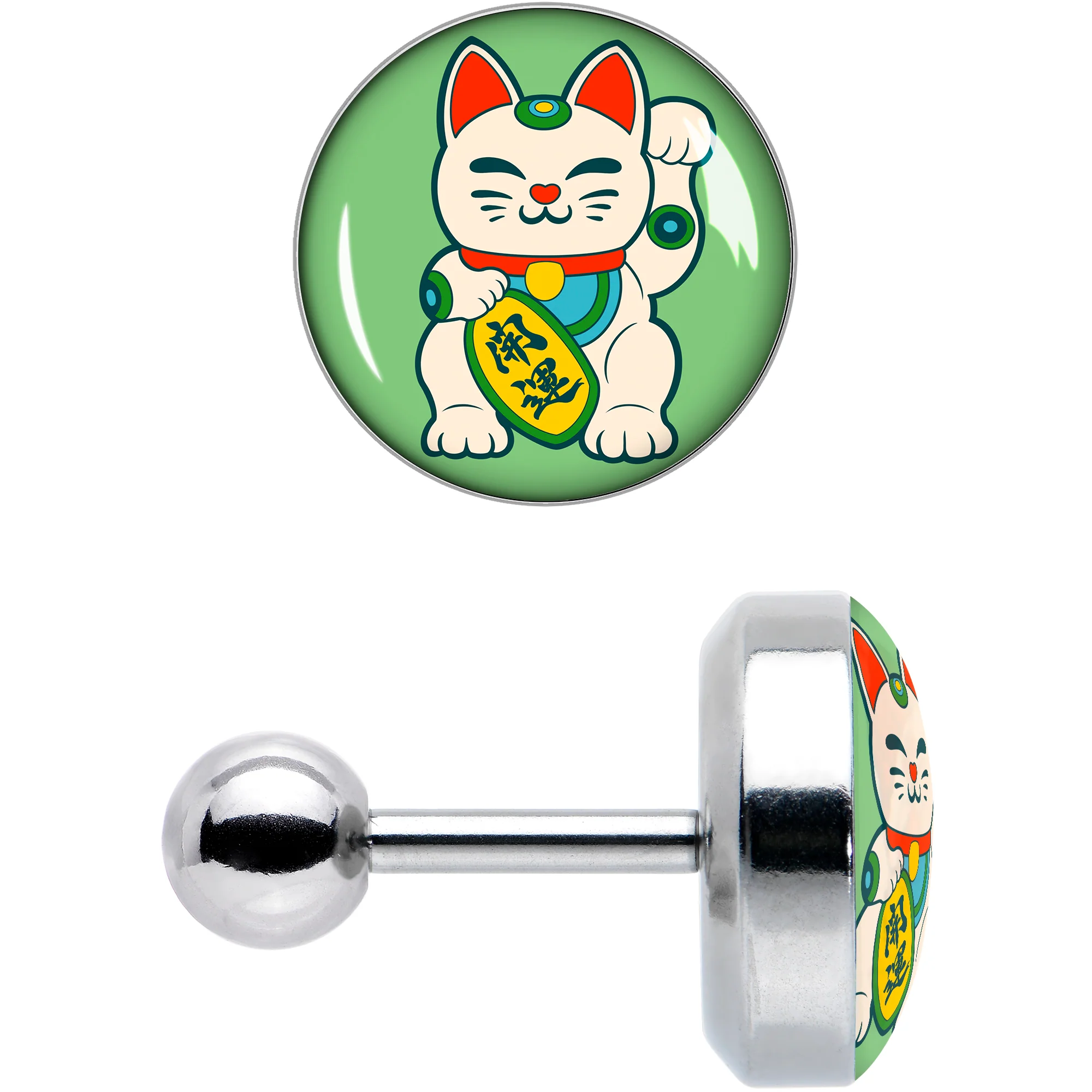16G 1/4 Waving Cat Cartilage Tragus Earring by Onyx O - Image 8
