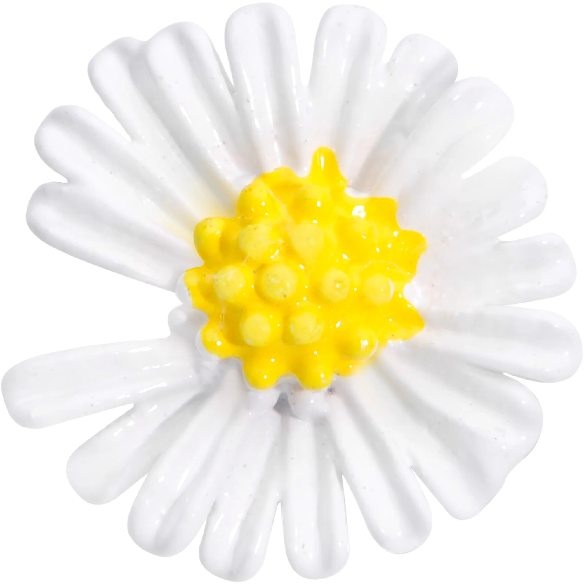 16G 1/4 White Daisy Flower Cartilage Tragus Earring - Image 2