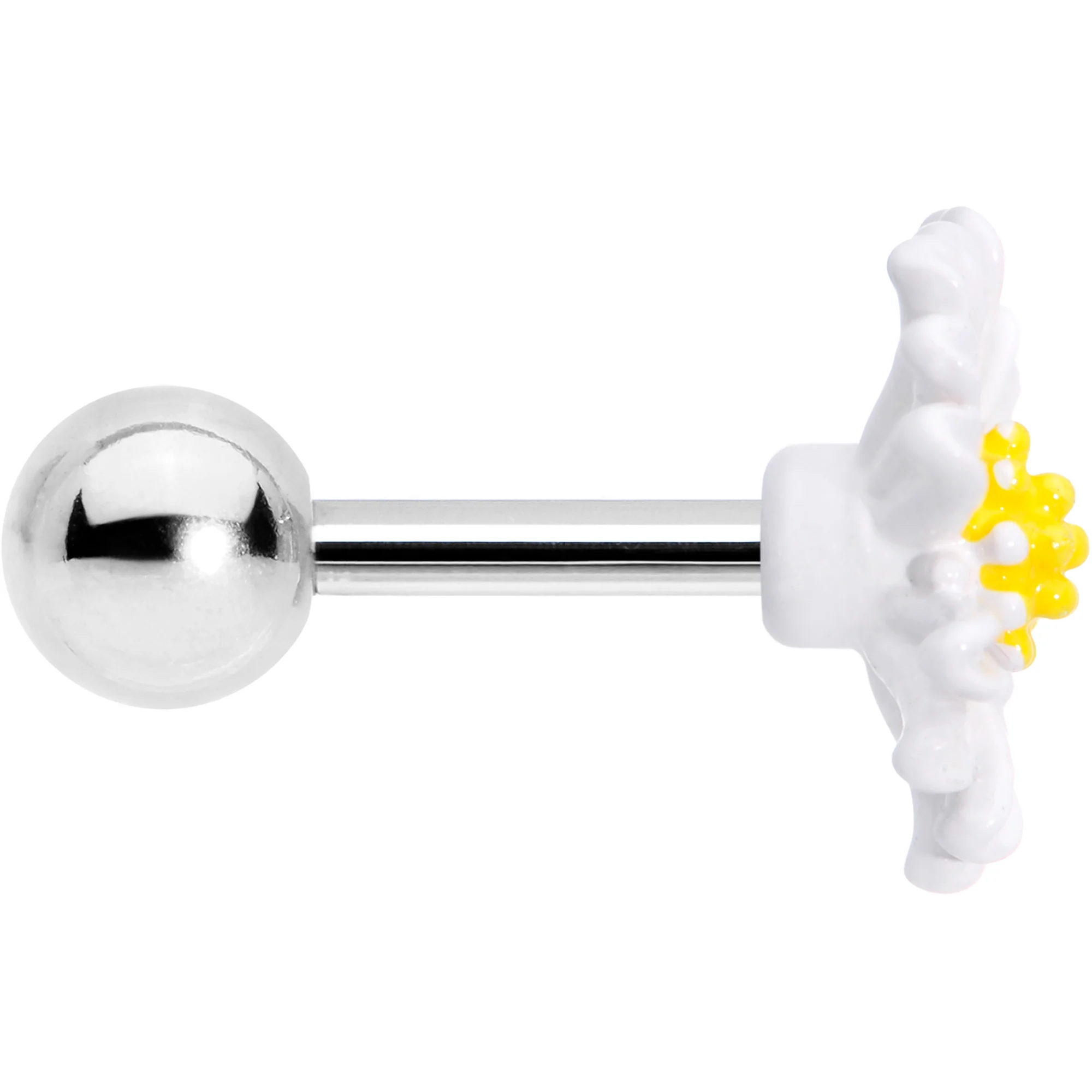 16G 1/4 White Daisy Flower Cartilage Tragus Earring - Image 3