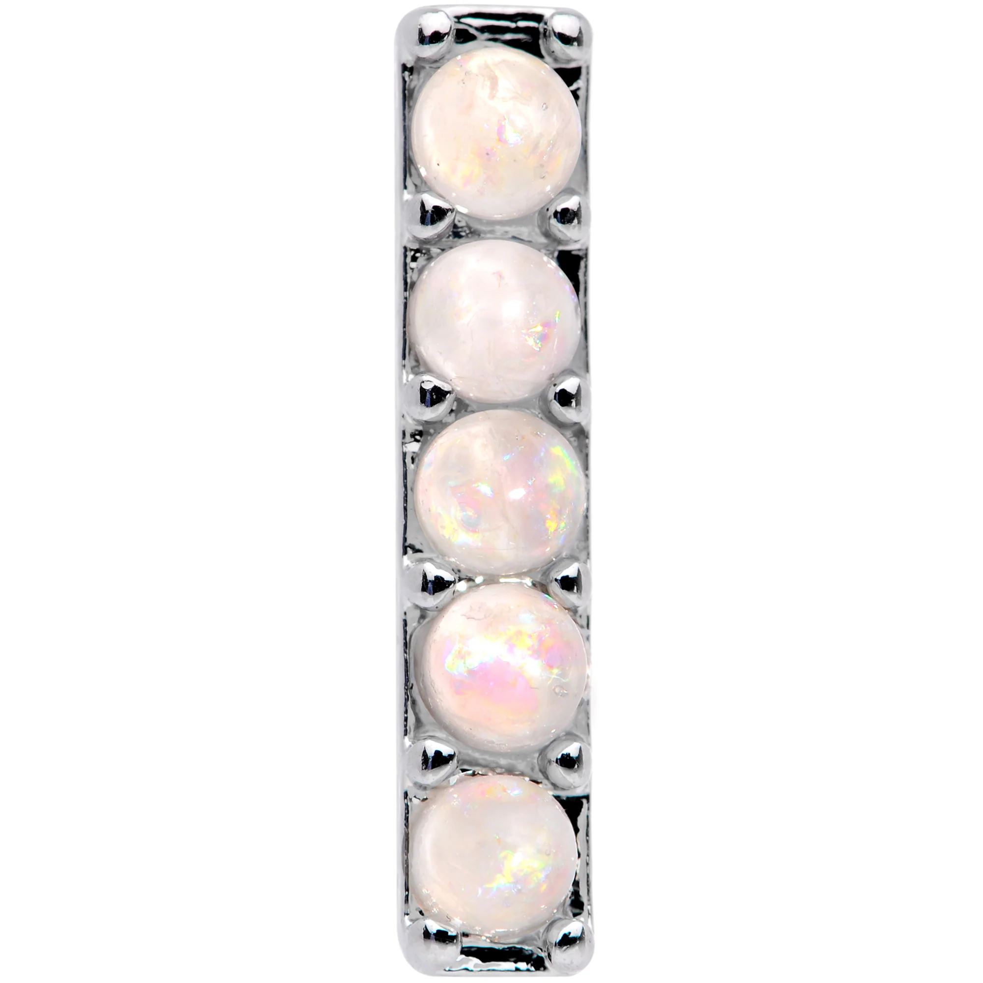 16G 1/4 White Faux Opal Quintuplet Cartilage Tragus Earring - Image 2