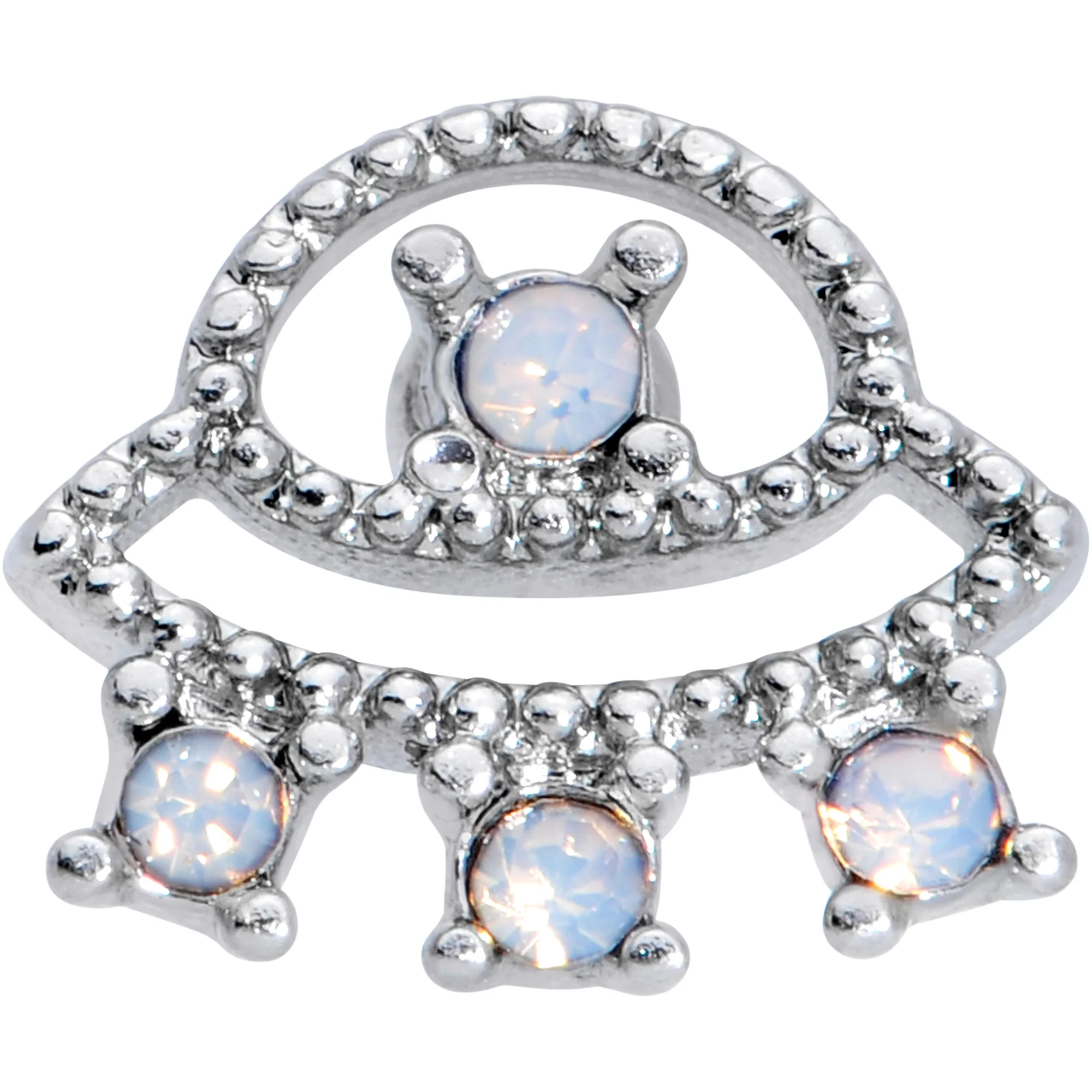 16G 1/4 White Faux Opal UFO Cartilage Tragus Earring - Image 3