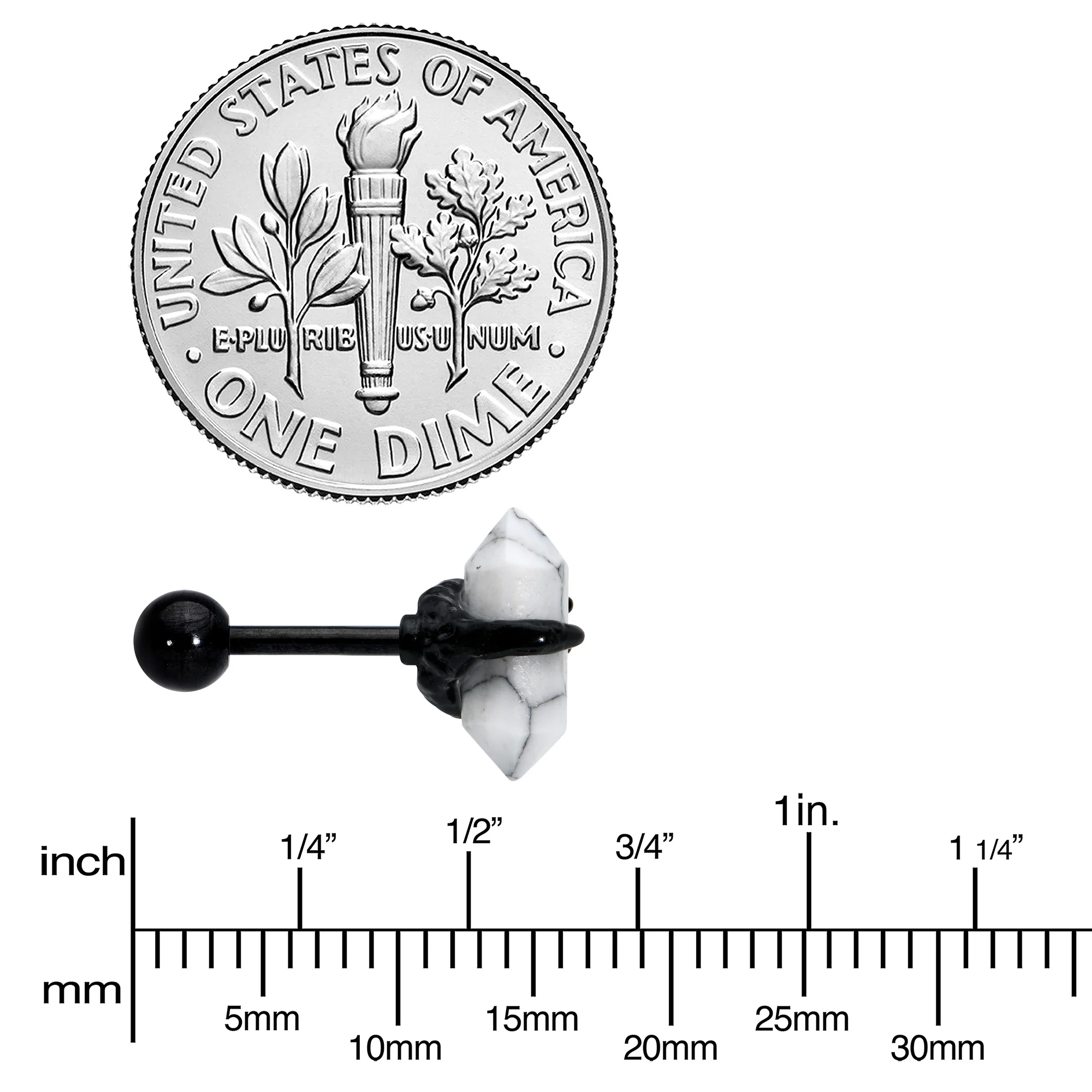 16G 1/4 White Howlite Black Claw Obelisk Cartilage Earring - Image 4