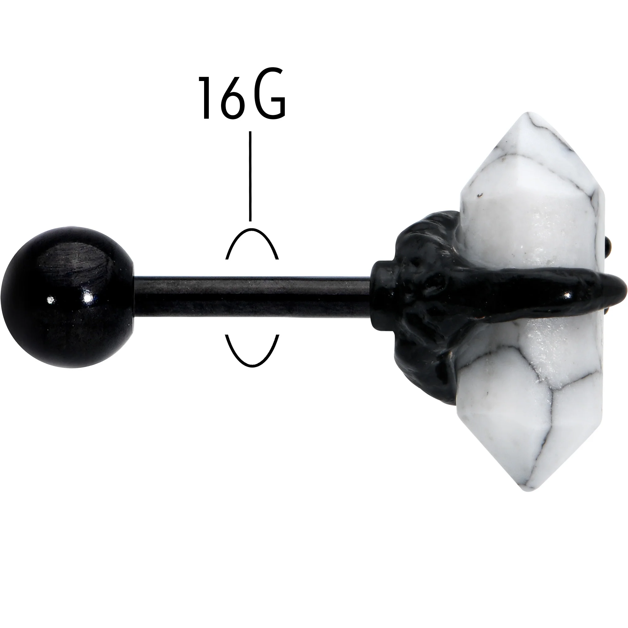16G 1/4 White Howlite Black Claw Obelisk Cartilage Earring - Image 5