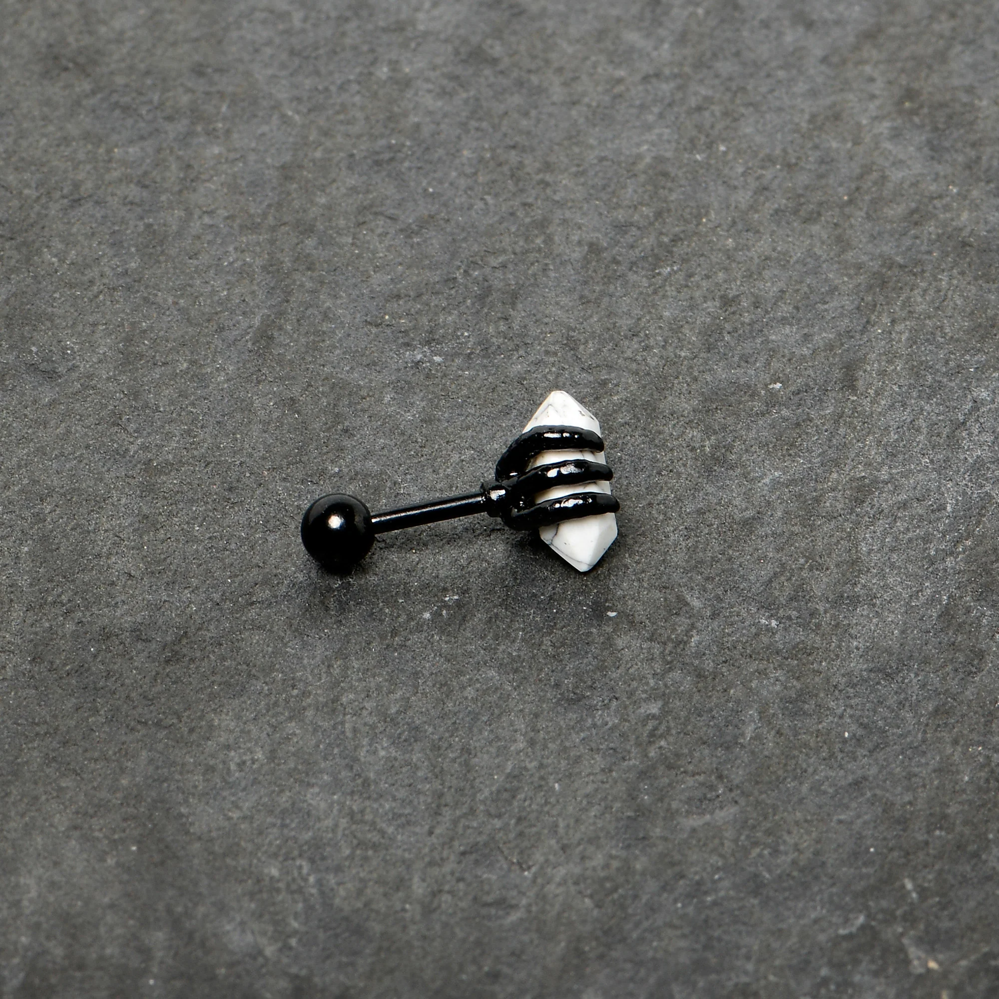 16G 1/4 White Howlite Black Claw Obelisk Cartilage Earring - Image 6