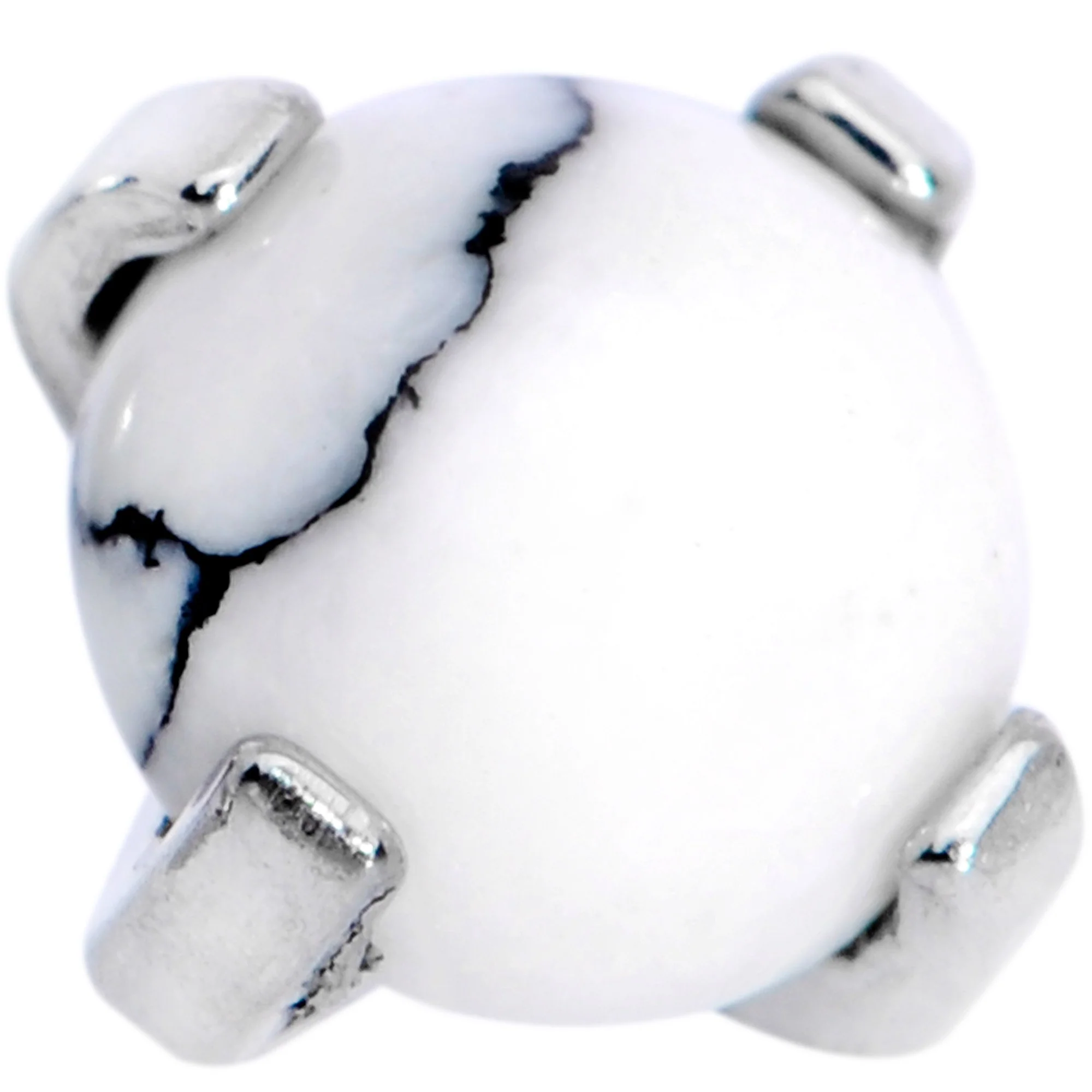 16G 1/4 White Howlite Internally Threaded Labret Monroe Tragus - Image 2