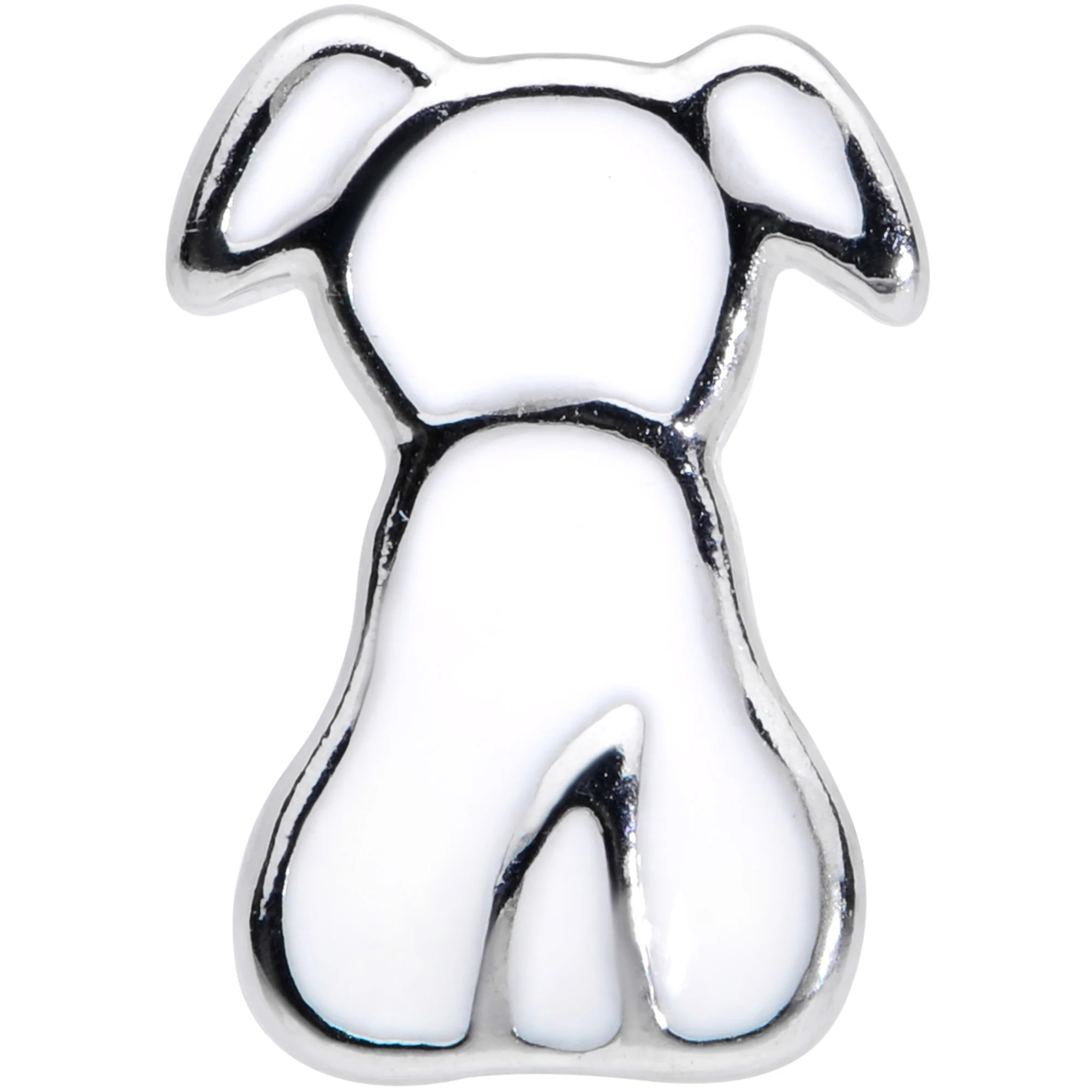 16G 1/4 White Sitting Dog Cartilage Tragus Earring - Image 2