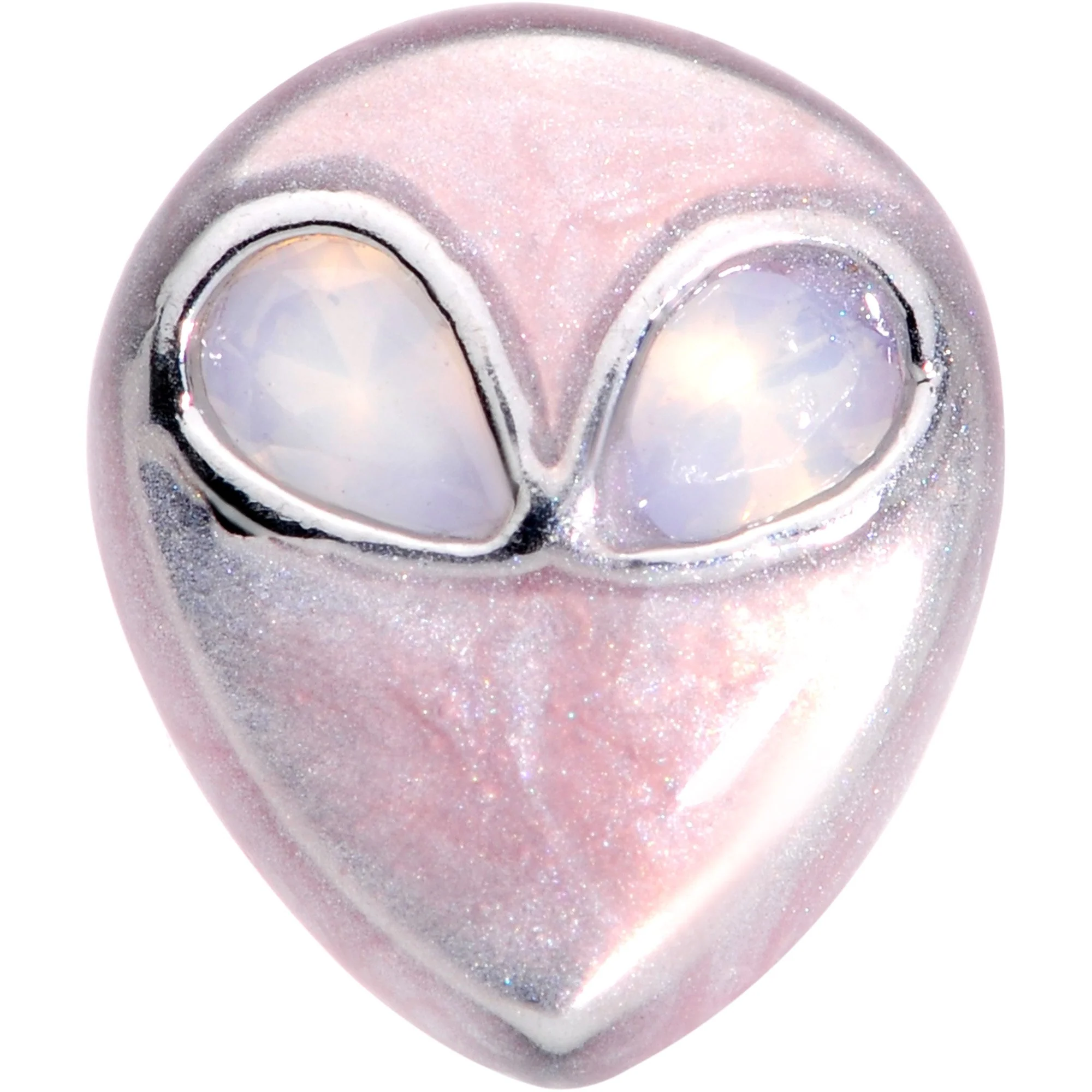 16G 1/4 White Synthetic Opal Alien Tragus Cartilage Earring - Image 2