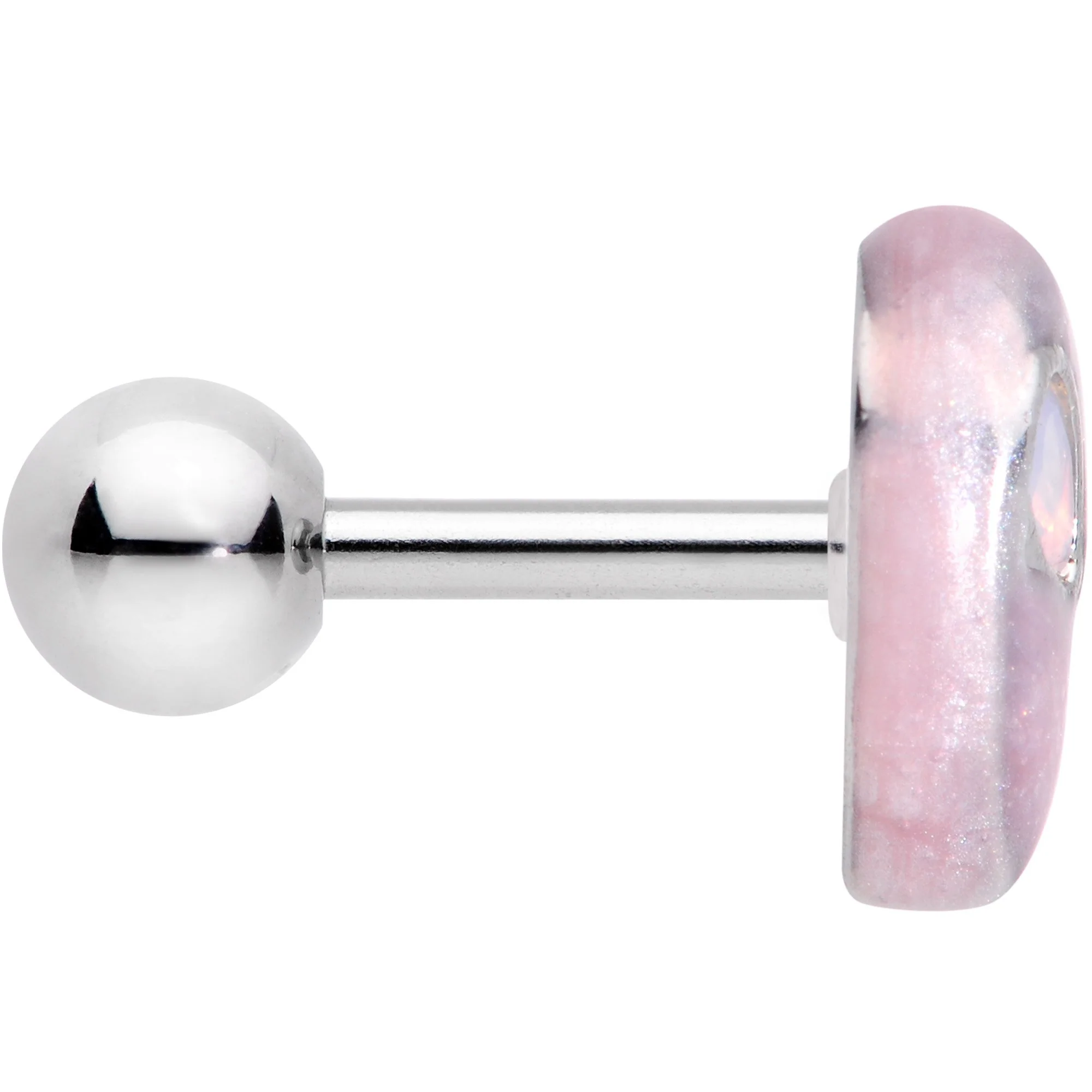 16G 1/4 White Synthetic Opal Alien Tragus Cartilage Earring - Image 3