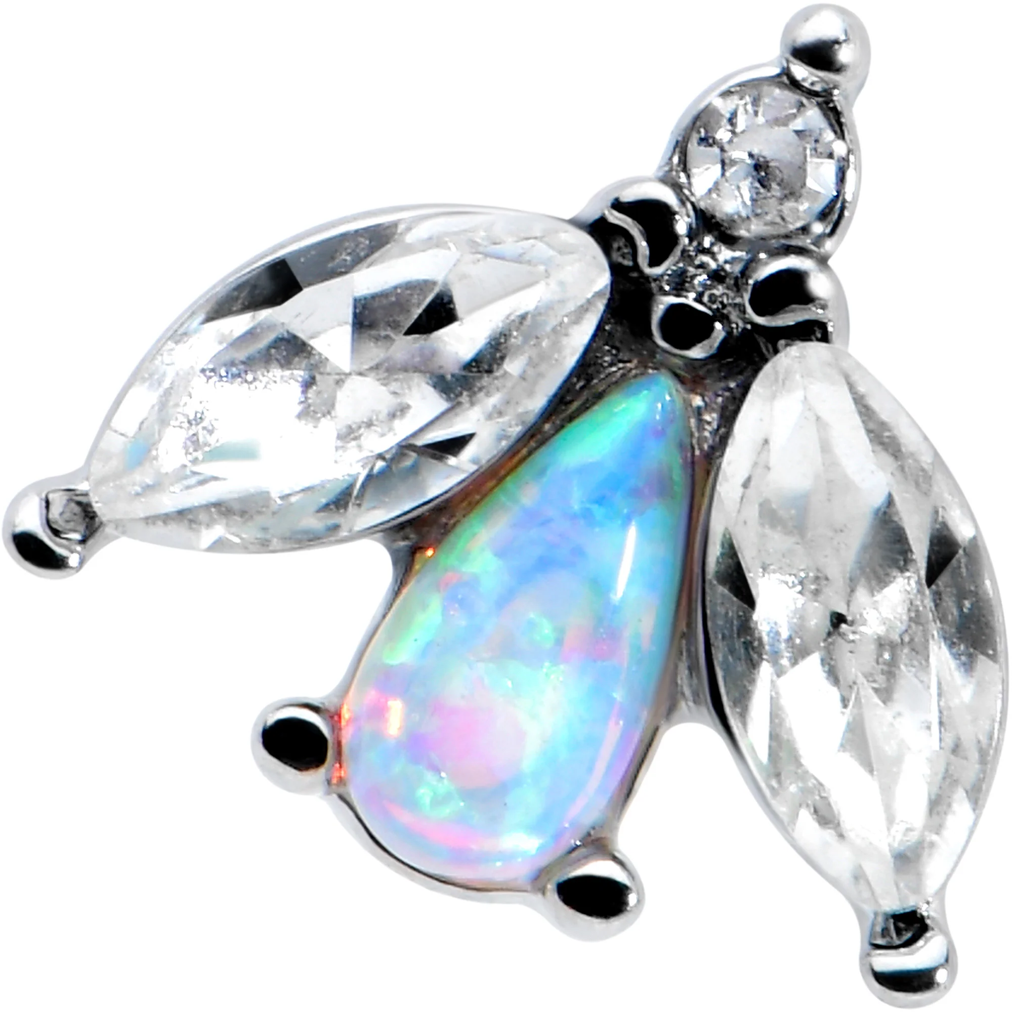 16G 1/4 White Synthetic Opal Flower Cartilage Tragus Earring - Image 2