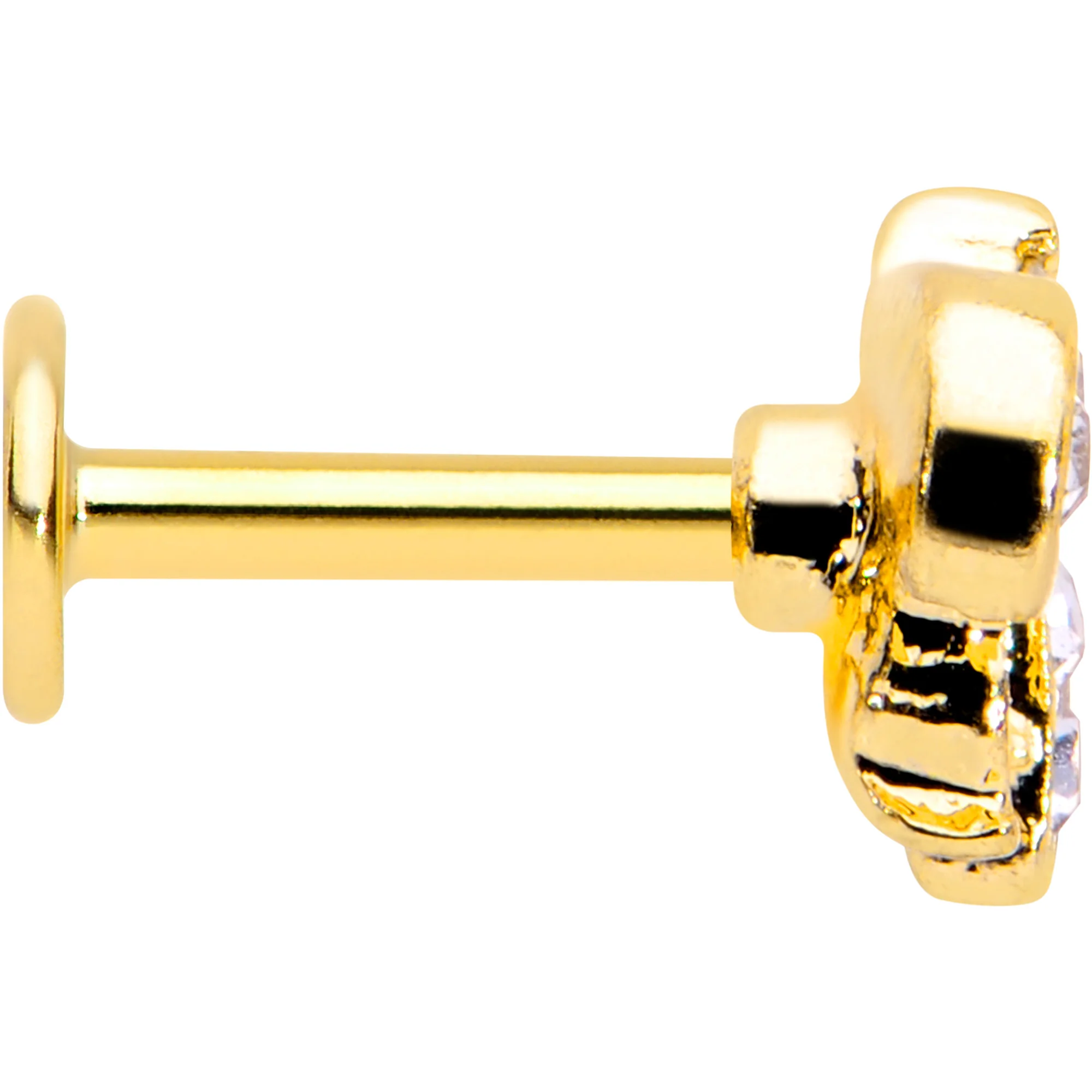 16G 1/4 White Yellow Gem Gold Tone Fashion Winged Bug Labret - Image 3
