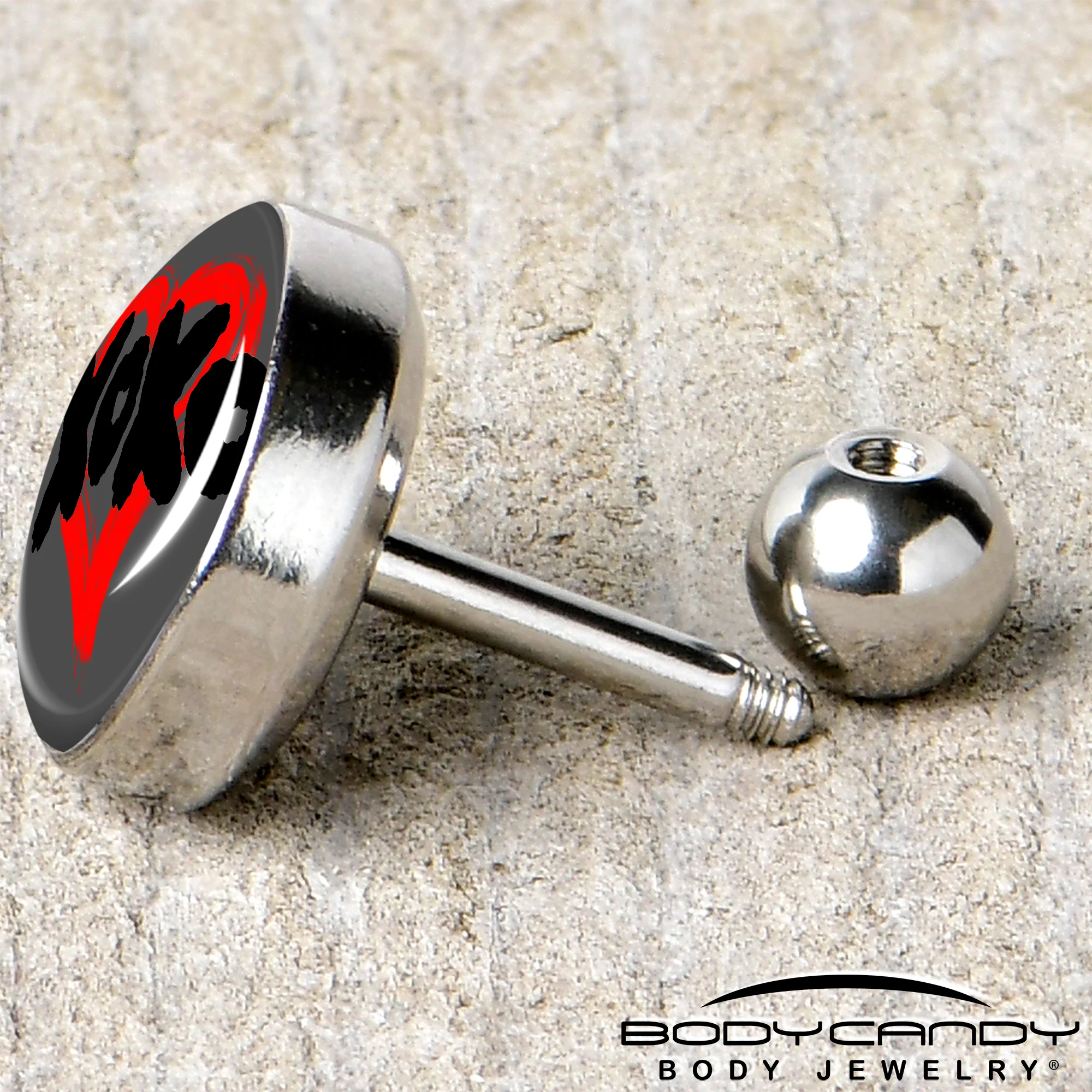 16G 1/4 XOXO Heart Tragus Cartilage Earring by Onyx O - Image 5