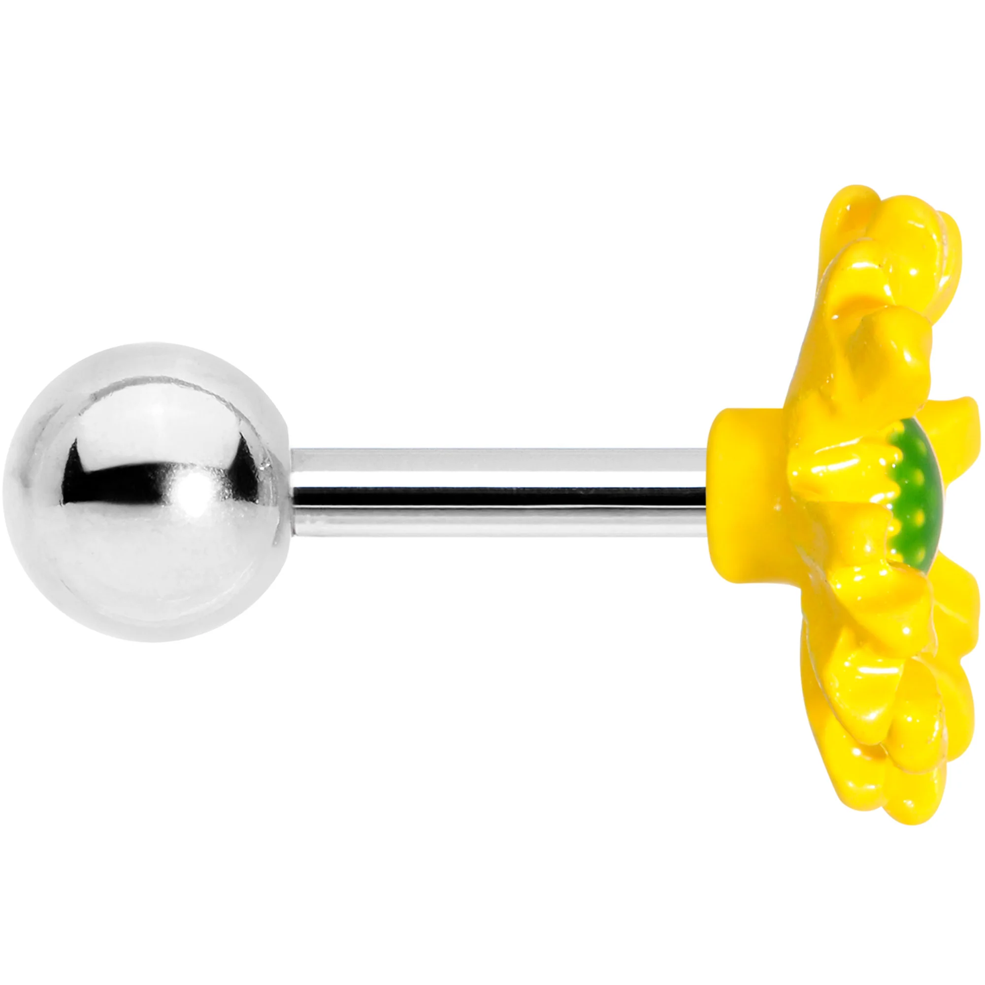 16G 1/4 Yellow Daisy Flower Cartilage Tragus Earring - Image 3