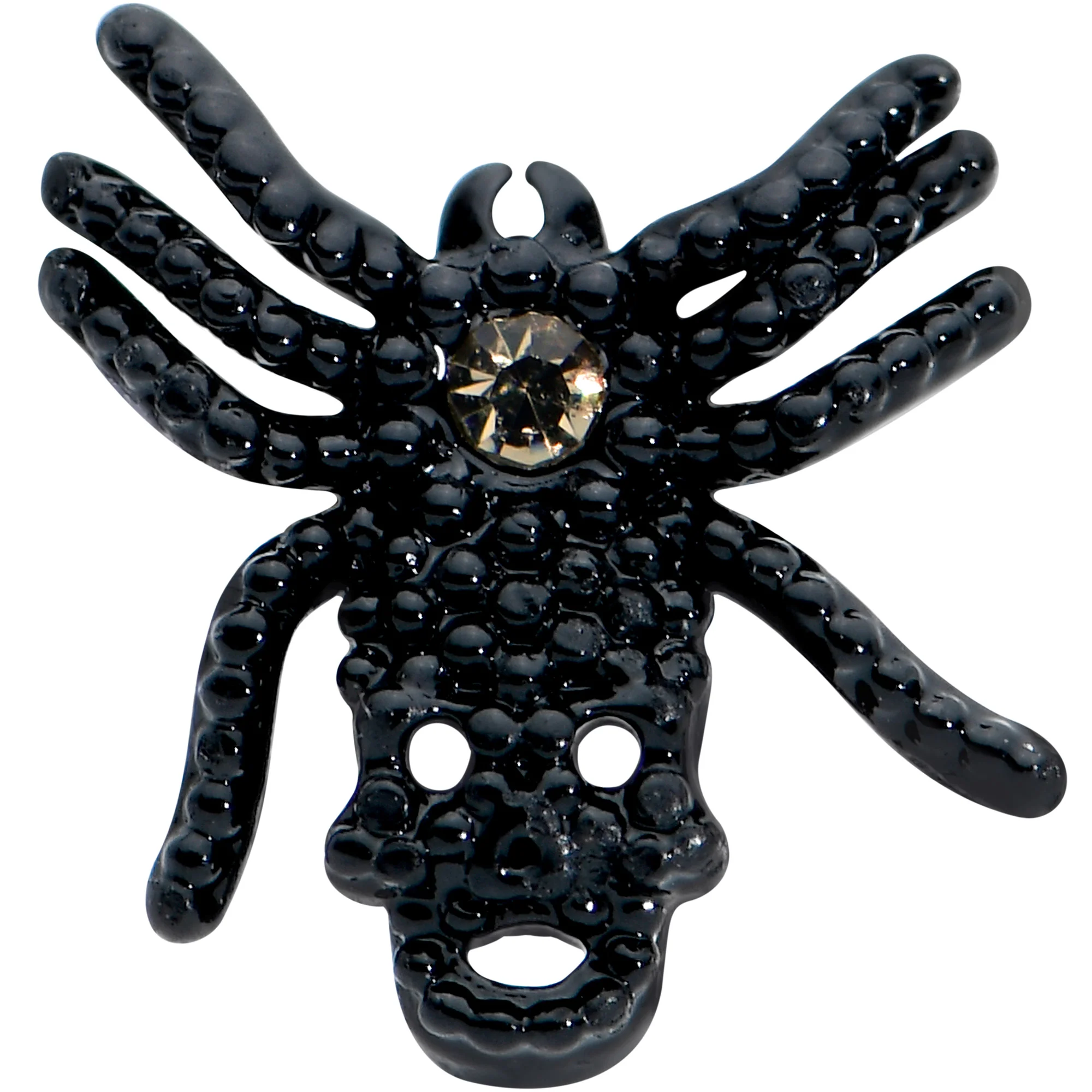 16G 1/4 Yellow Gem Black Spider Halloween Cartilage Tragus Earring - Image 2