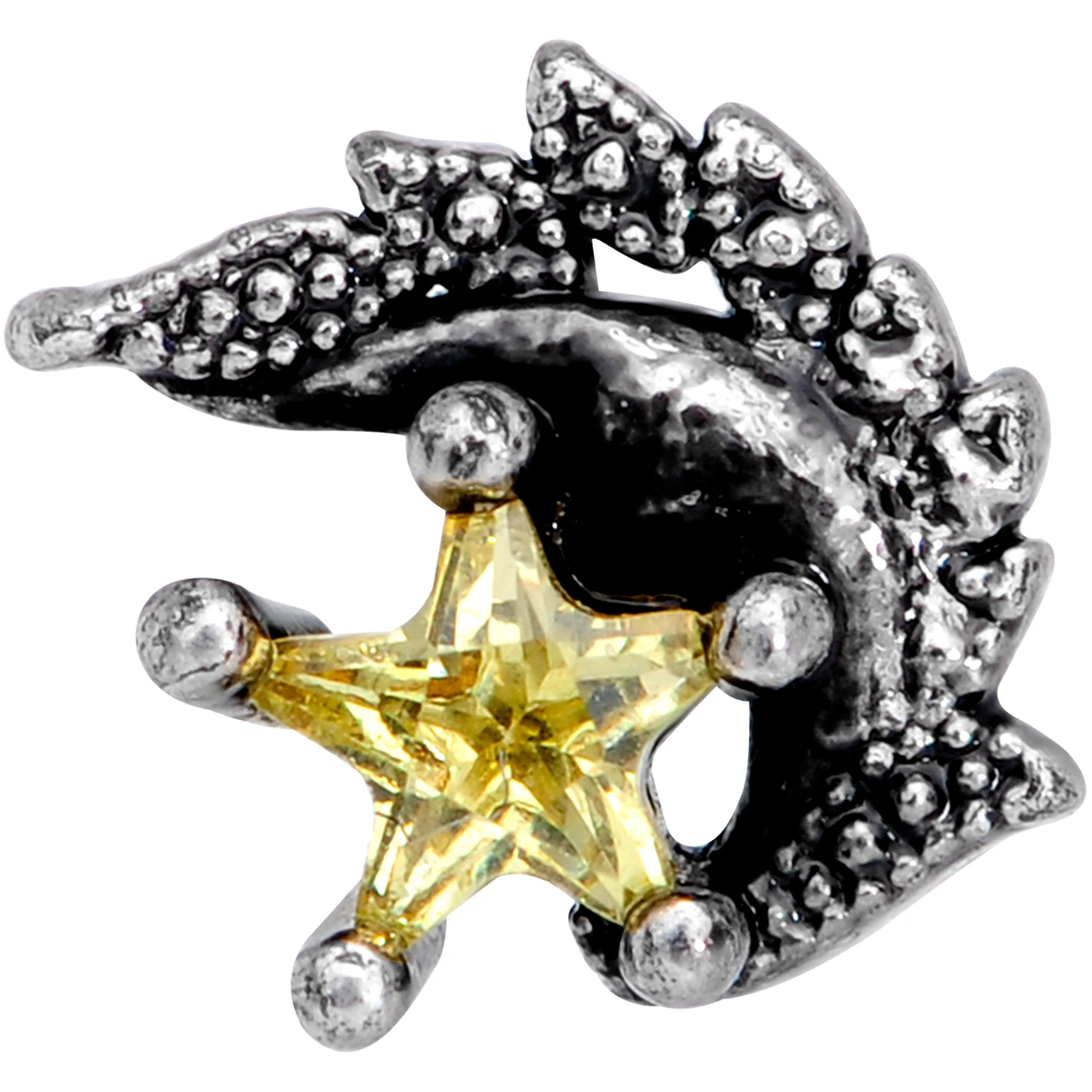 16G 1/4 Yellow Gem Shooting Star Cartilage Tragus Earring - Image 2