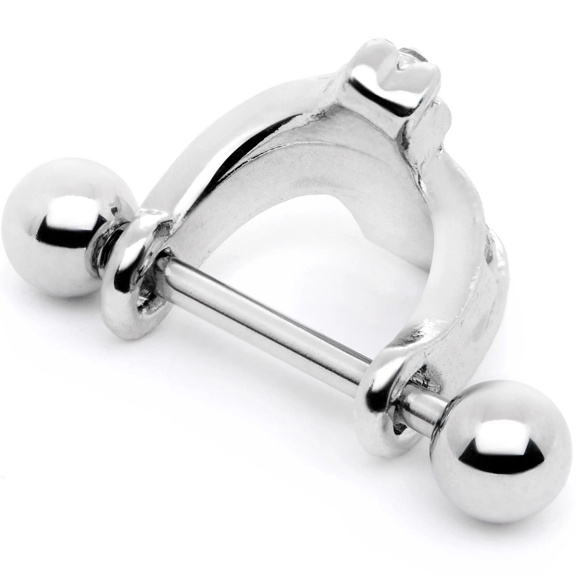 16G 1/2 Clear Gem Cross Crown Cartilage Cuff - Image 4