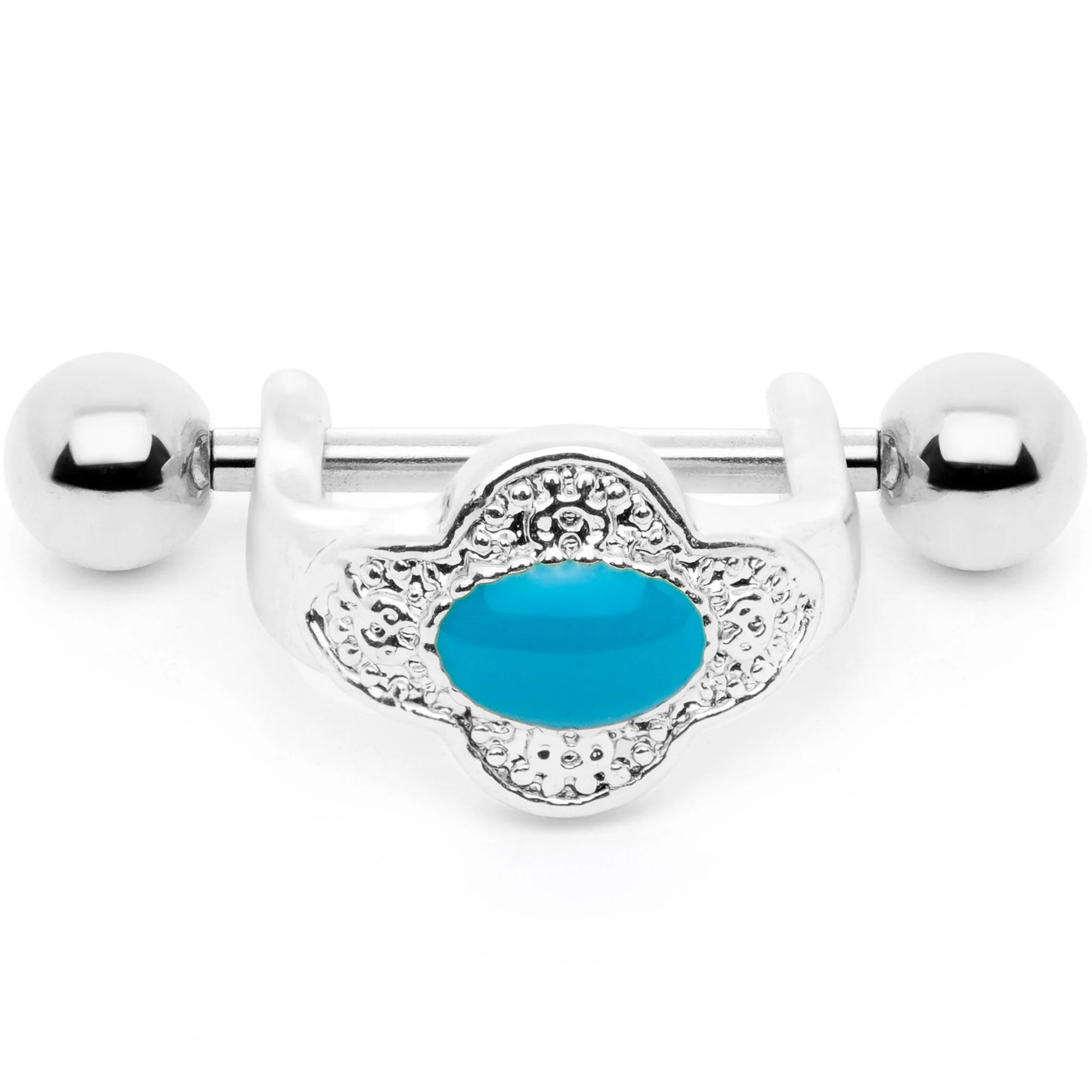 16G 1/2 Faux Turquoise Flower Cartilage Cuff - Image 2