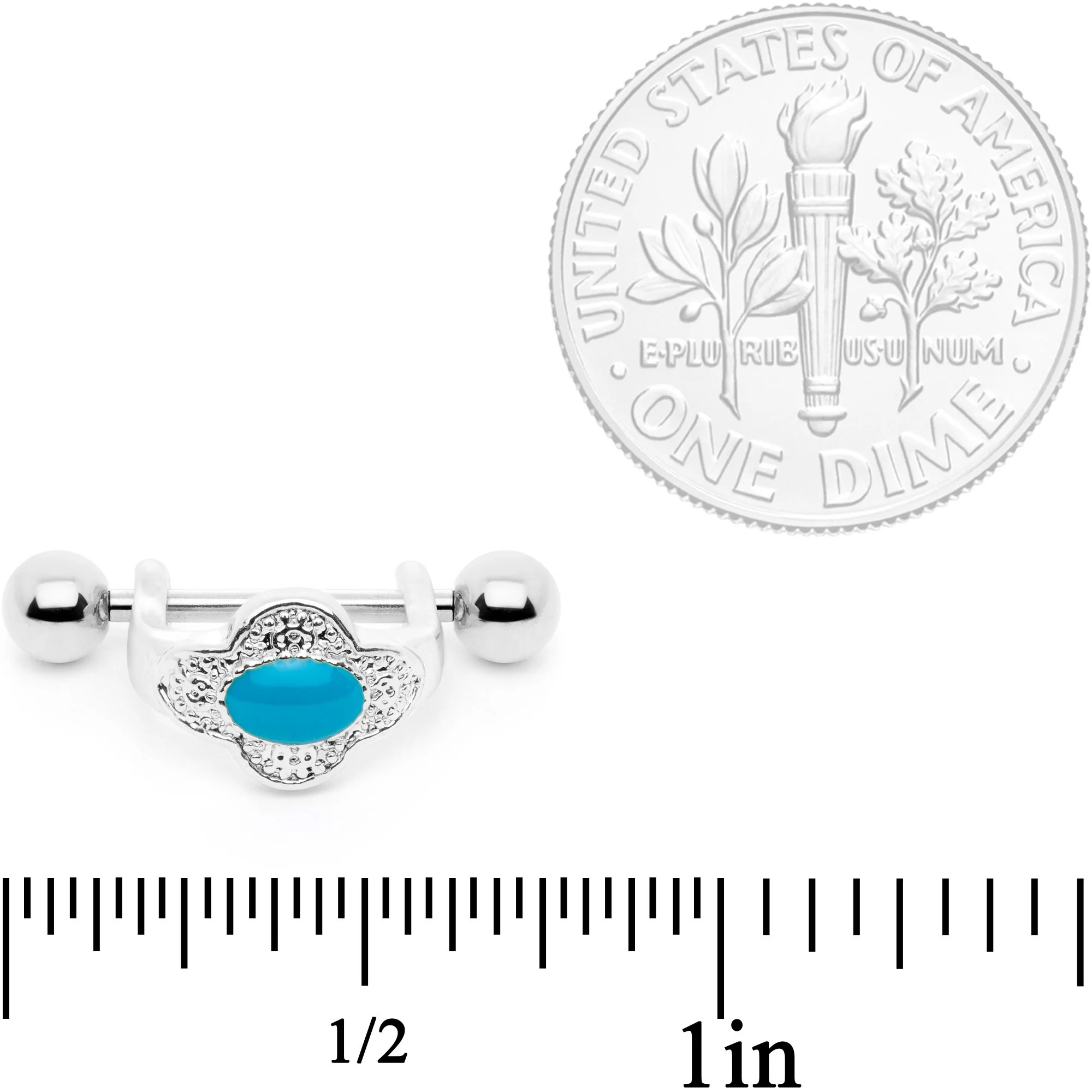 16G 1/2 Faux Turquoise Flower Cartilage Cuff - Image 4