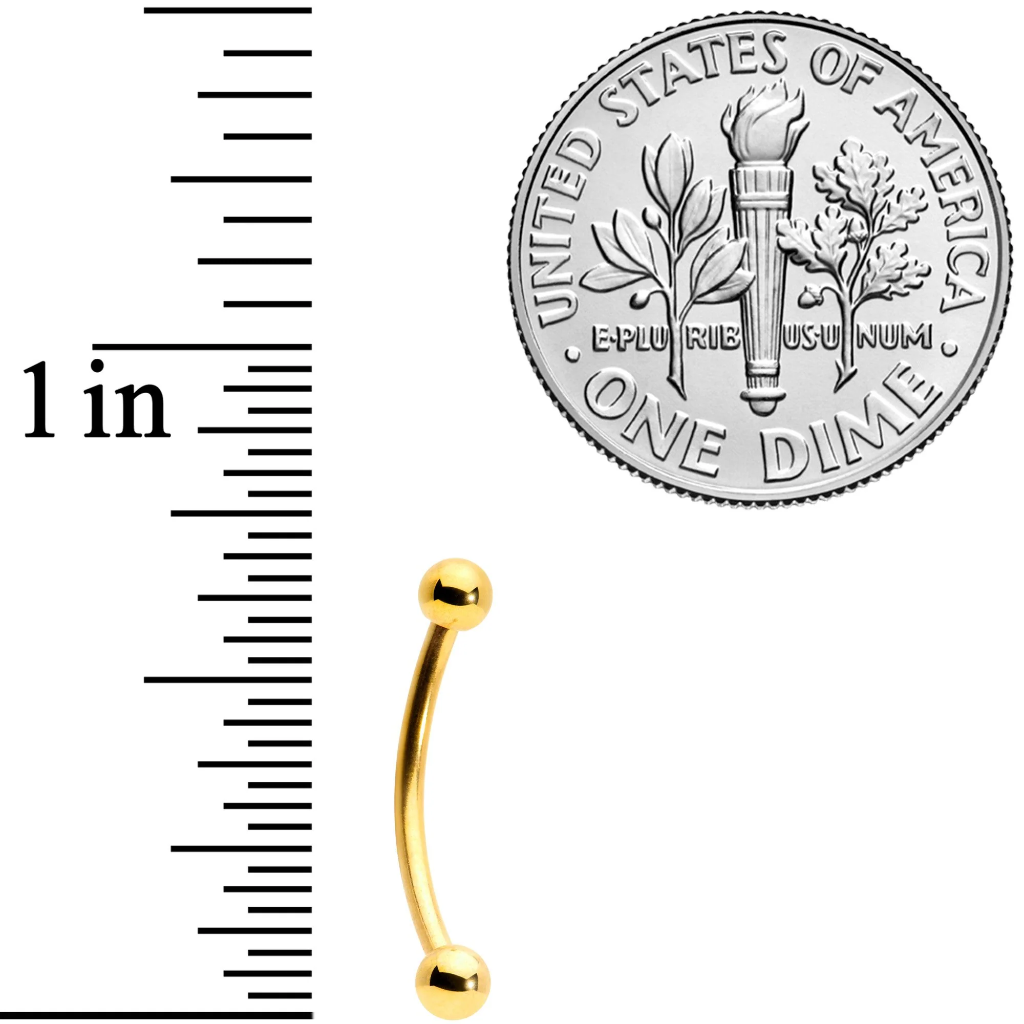 16G 1/2 Gold Tone Curved Barbell - Image 3