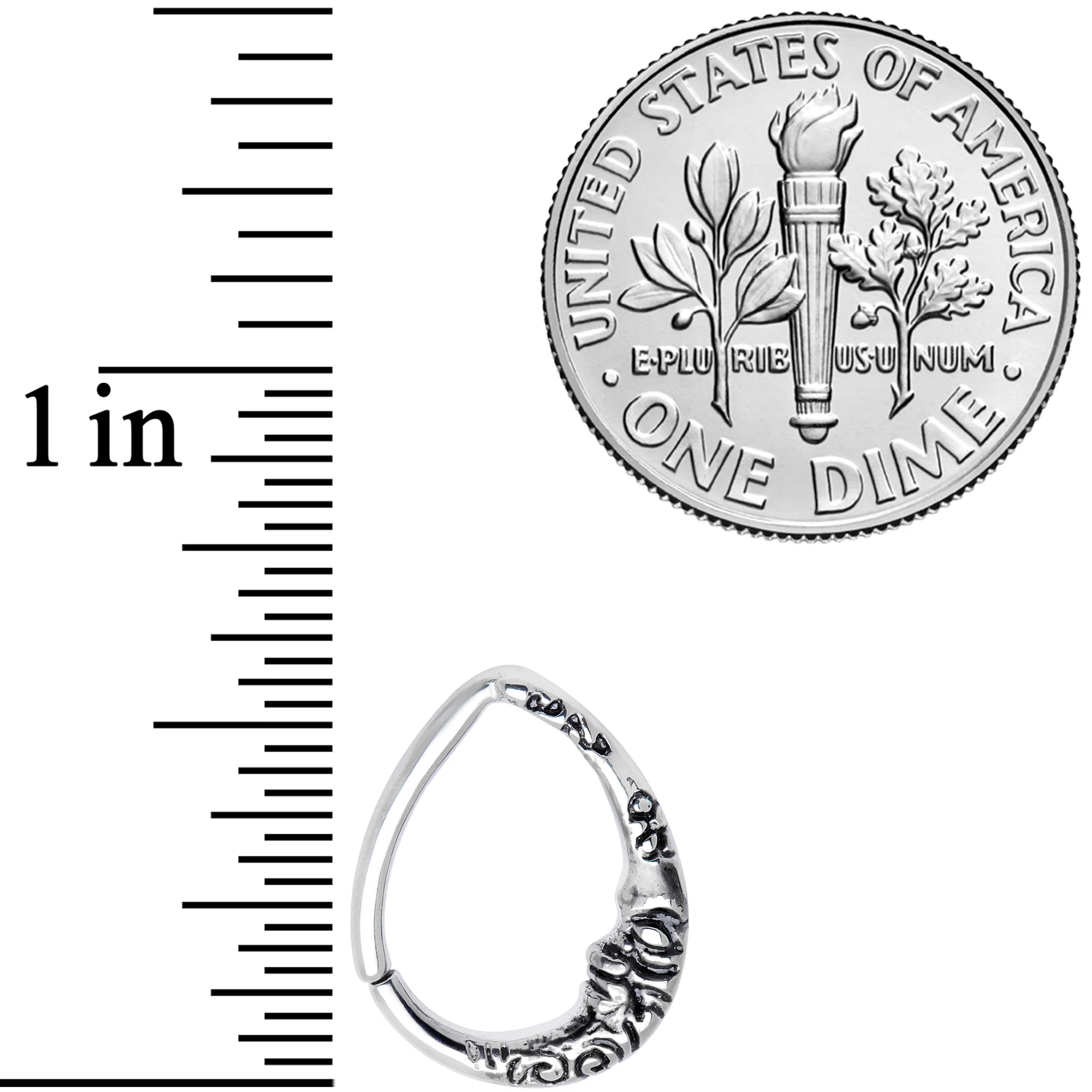 16G 1/2 Man in the Crescent Moon Teardrop Closure Ring - Image 2