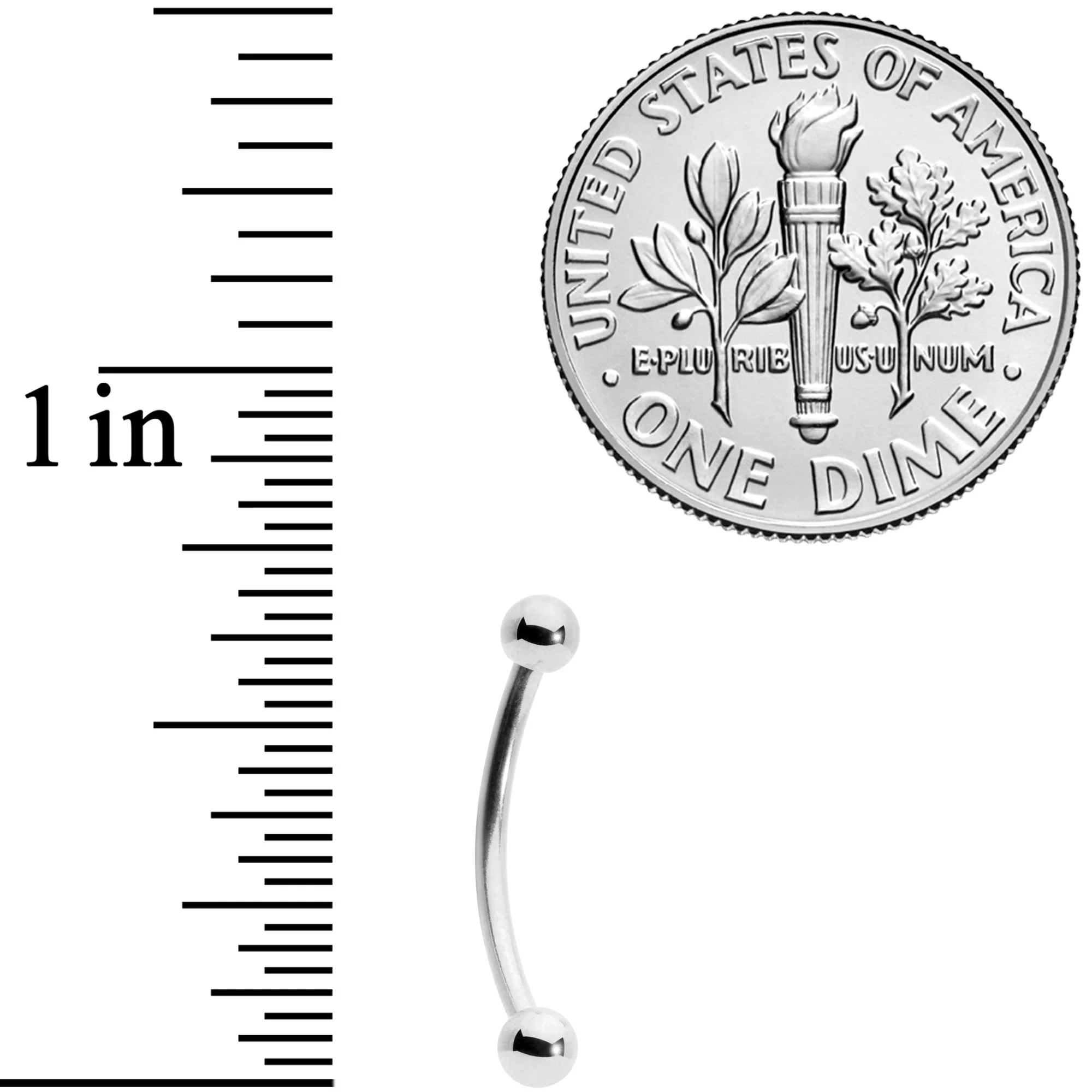 16G 1/2 Stainless Steel Curved Barbell - Image 3