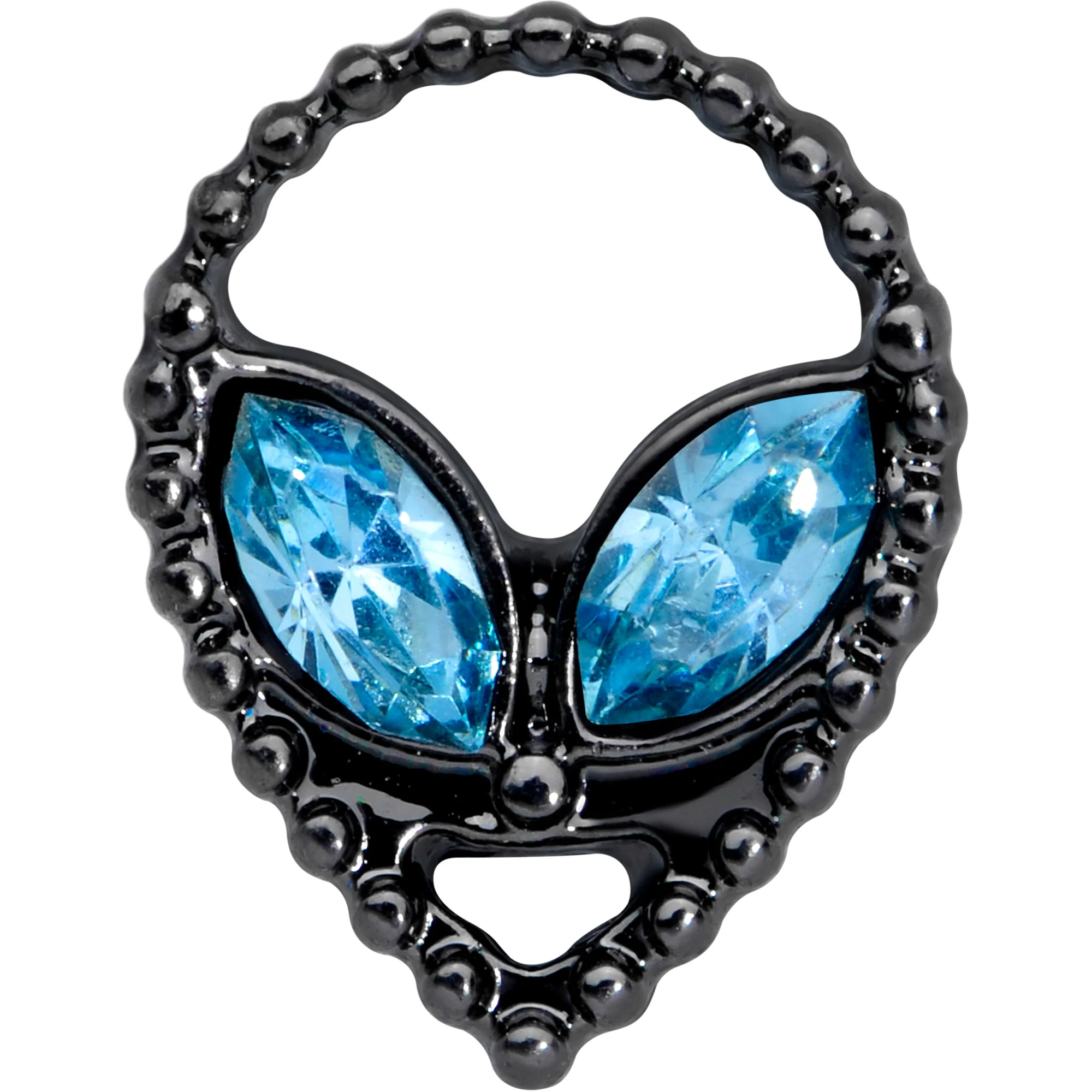 16G 1/4 Aqua Gem Black Alien Cartilage Tragus - Image 2