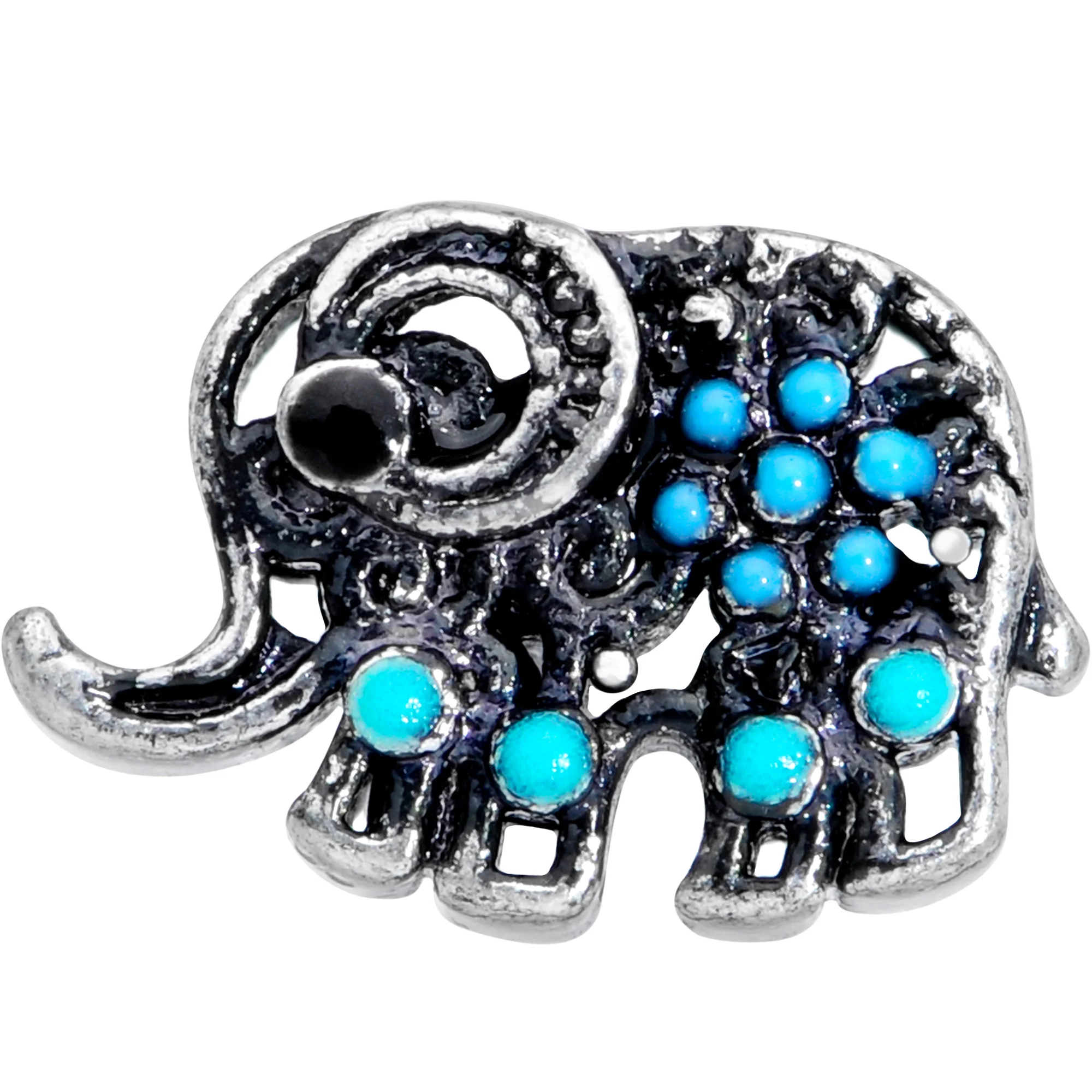 16G 1/4 Aqua Orb Curvy Elephant Cartilage Tragus - Image 2